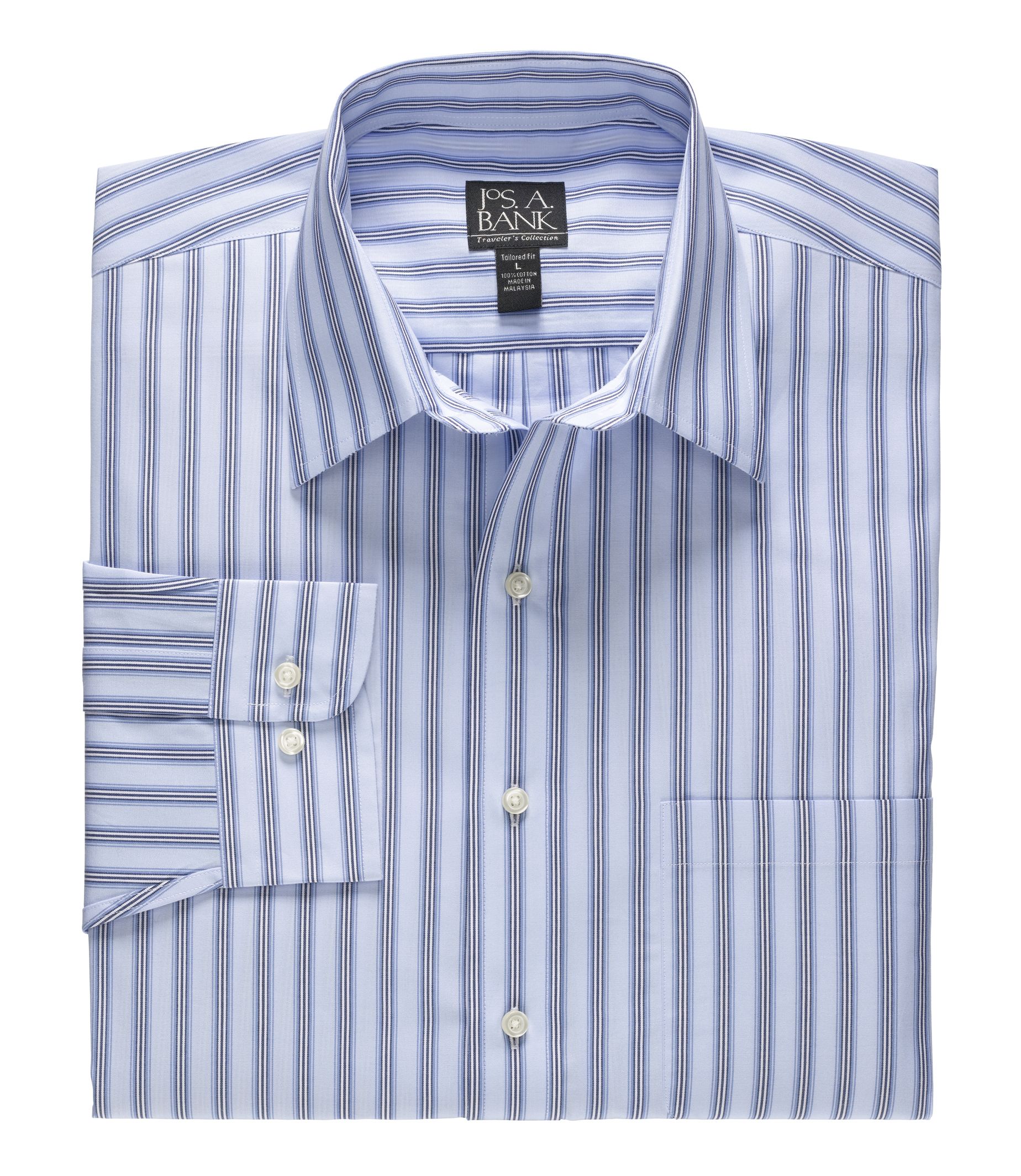 Traveler Long-Sleeve Point Collar Pattern Sportshirt