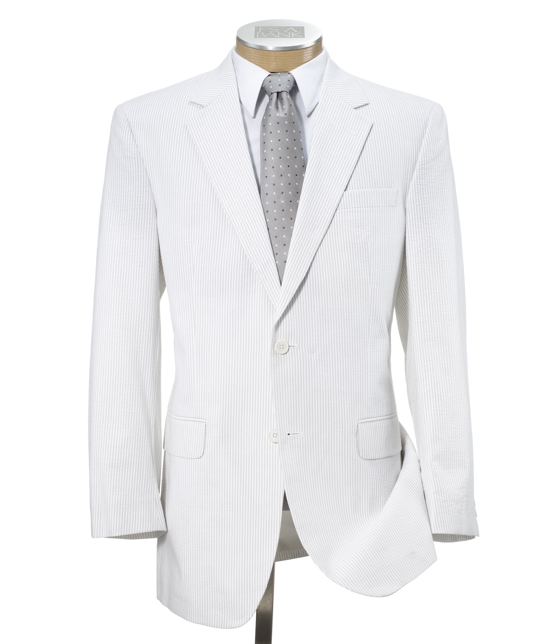 Stays Cool 2-Button Seersucker Suit with Pleated Trousers Extended Sizes