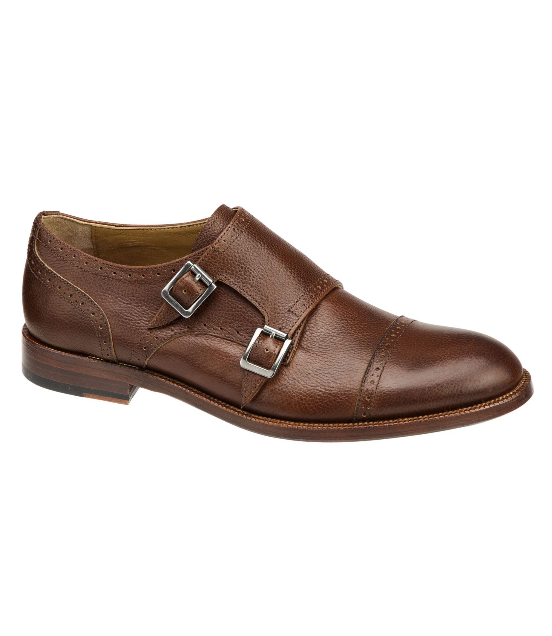 Johnston  Murphy - Clayton Double Buckle (Dark Tan Pebble Scotchgrain ...