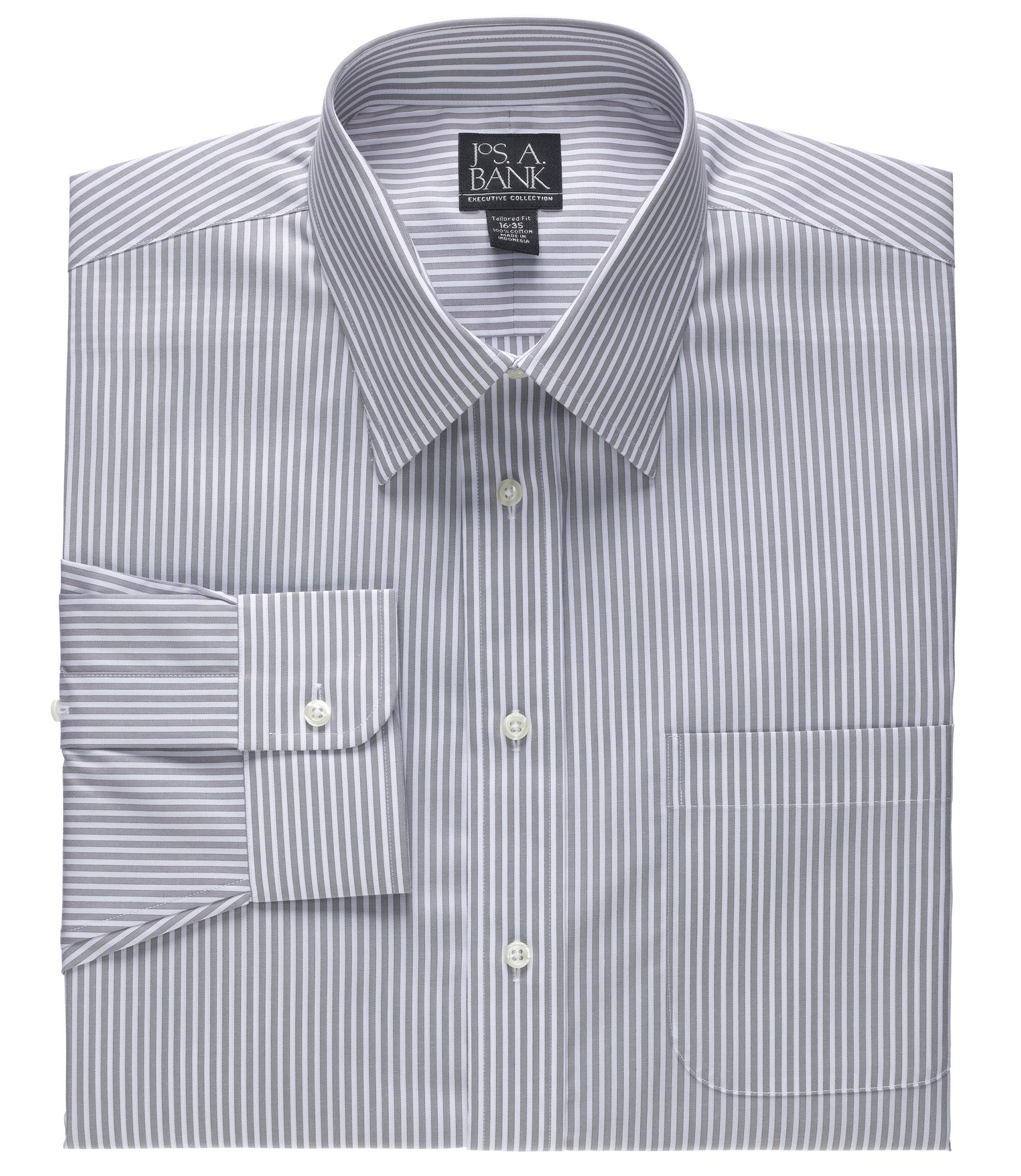 Executive Tailored Fit Spread Collar Bengal Stripe Dress Shirt Wikimba