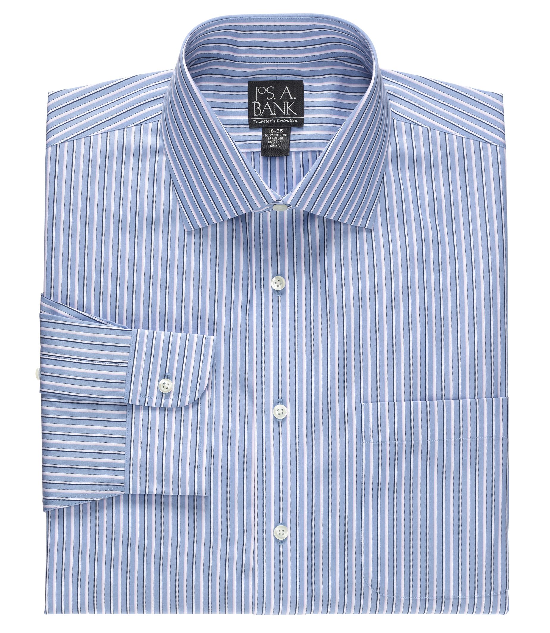Traveler Pinpoint Stripe Spread Collar Dress Shirtbig Or Tall | Edgetype