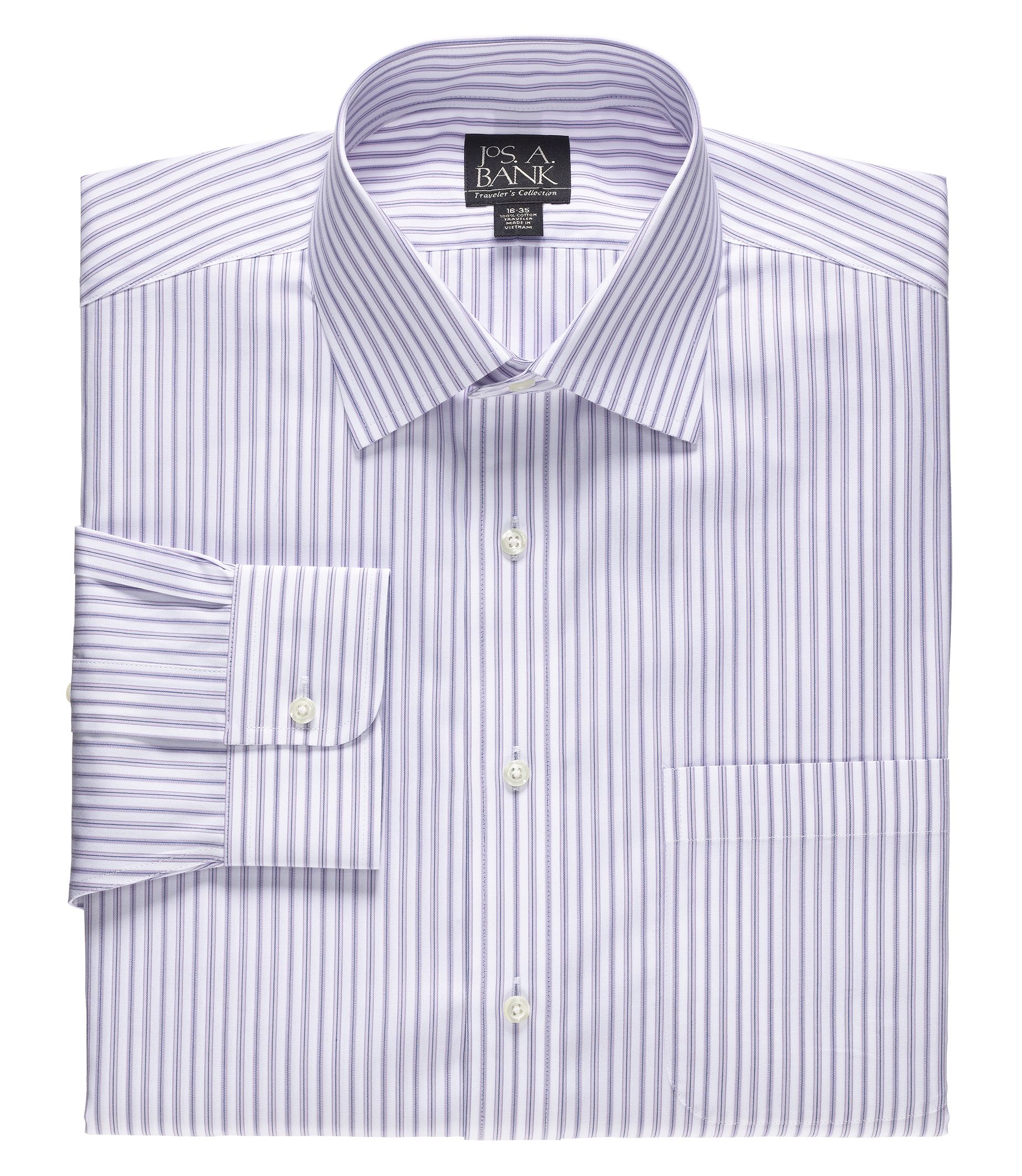 Traveler Stripe Spread Collar Dress Shirt Big And Tall. | Edgetype