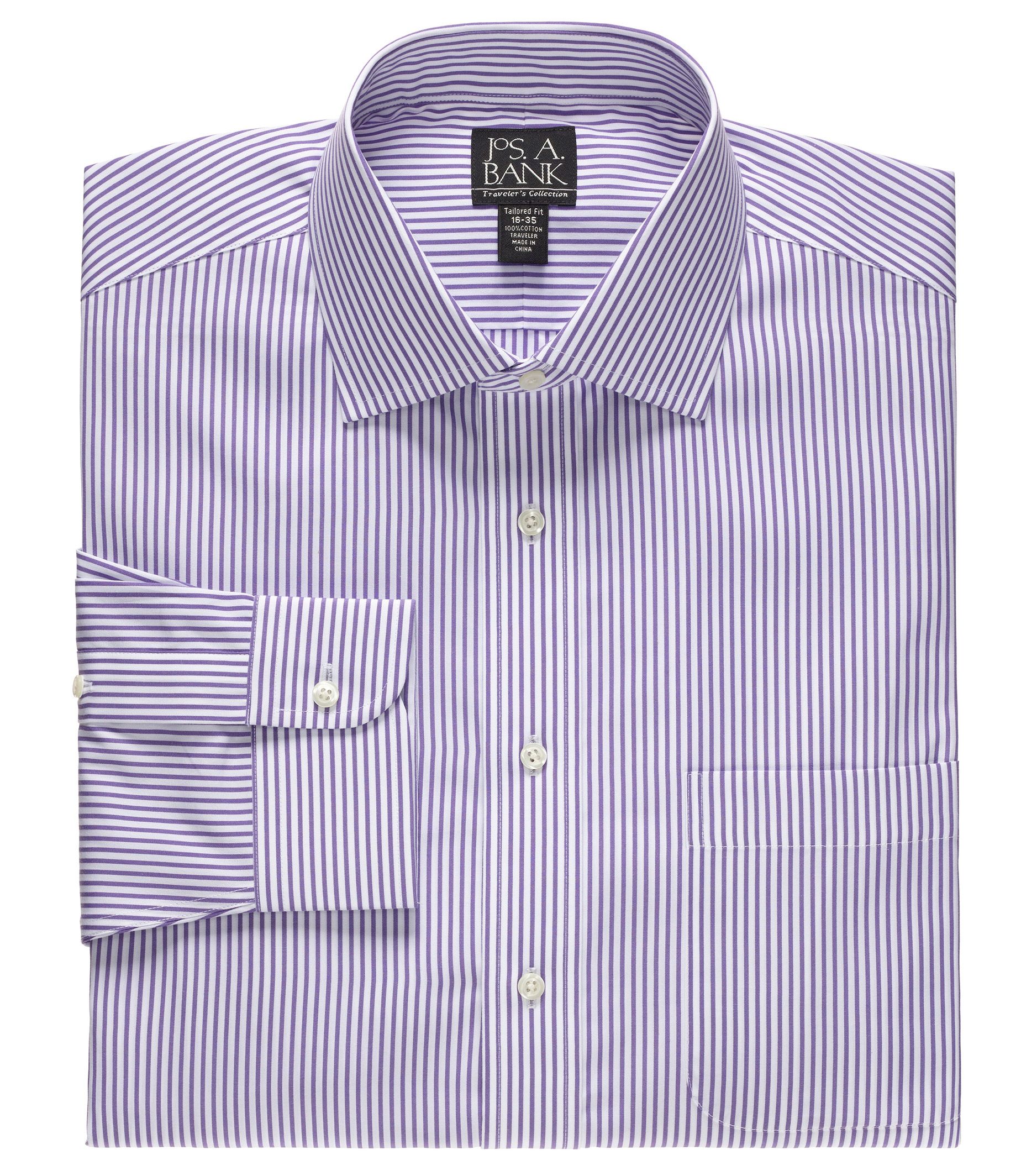 Traveler Tailored Fit Spread Collar Bengal Dress Shirt