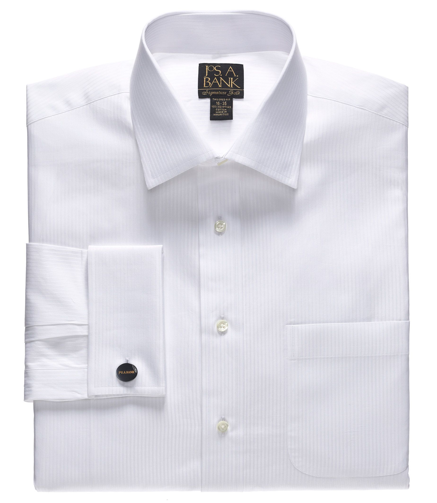 Signature Gold Tailored Fit Spread Collar French Cuff Dress Shirt