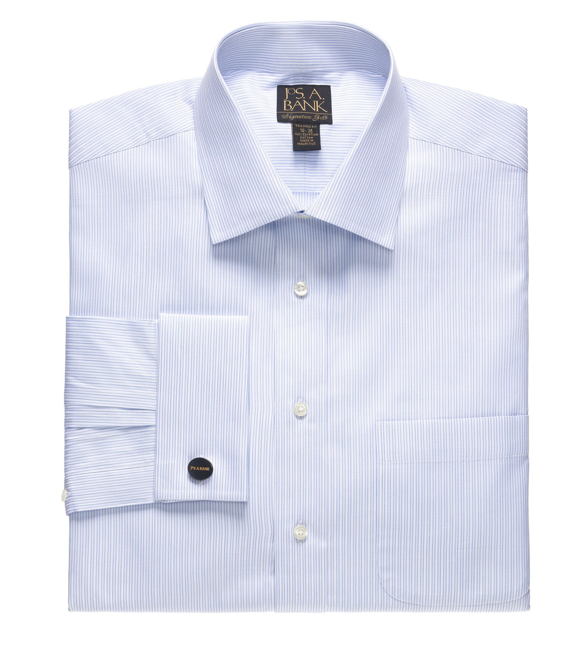 Signature Gold Tailored Fit Spread Collar French Cuff Dress Shirt