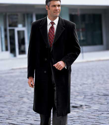Wool/Cashmere Classic Weight With Satin Lining Full Length Topcoat

