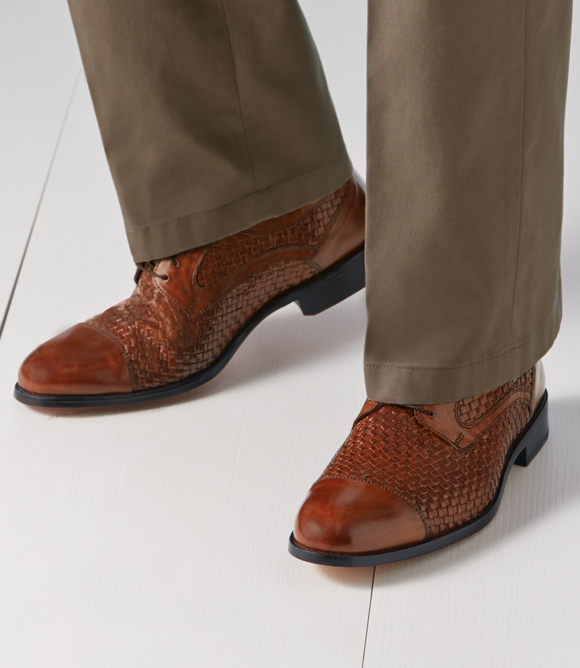 Stratton Woven Cap Toe Shoe by Johnston and Murphy
