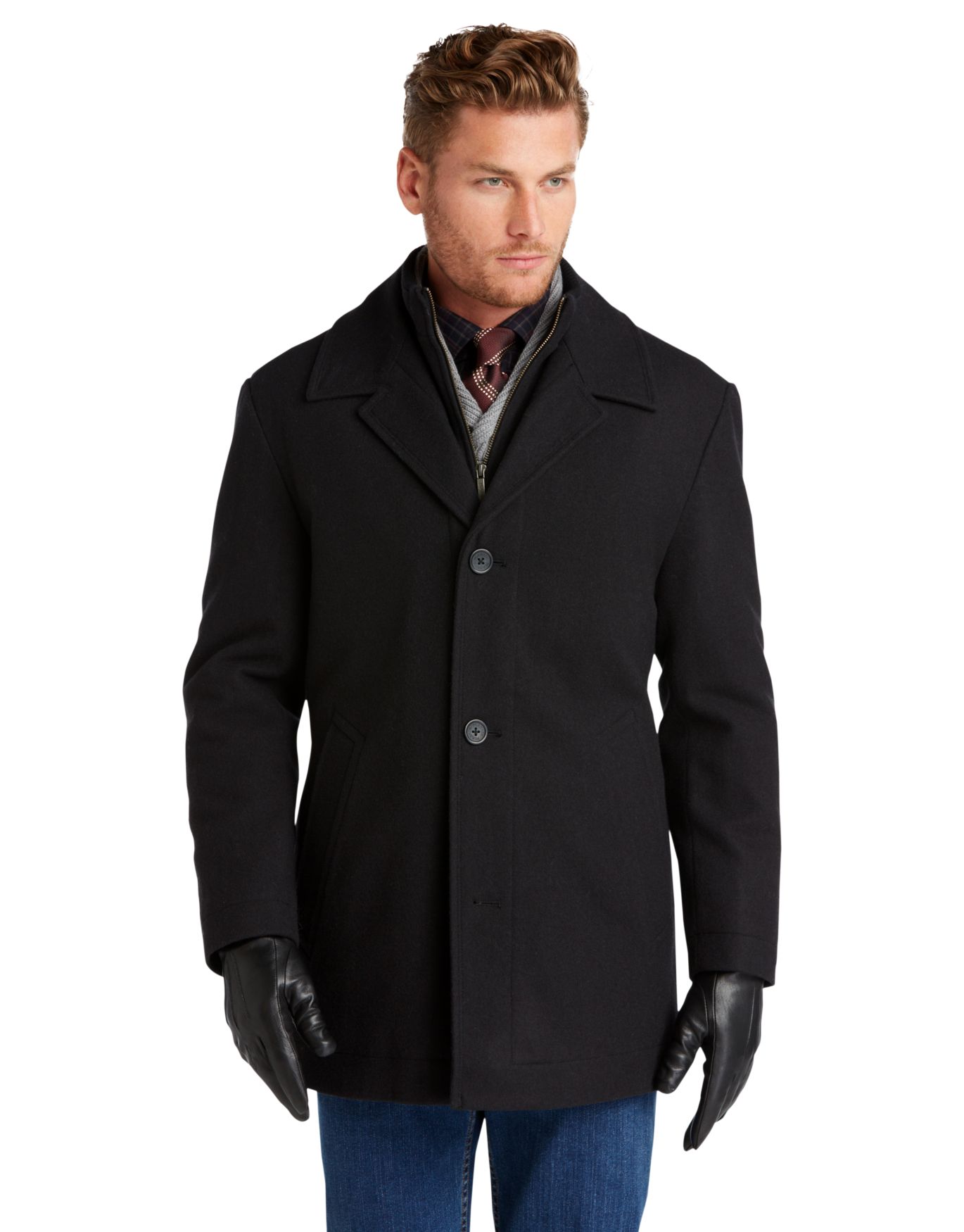Executive Collection Traditional Fit Storm Collar Car Coat ...