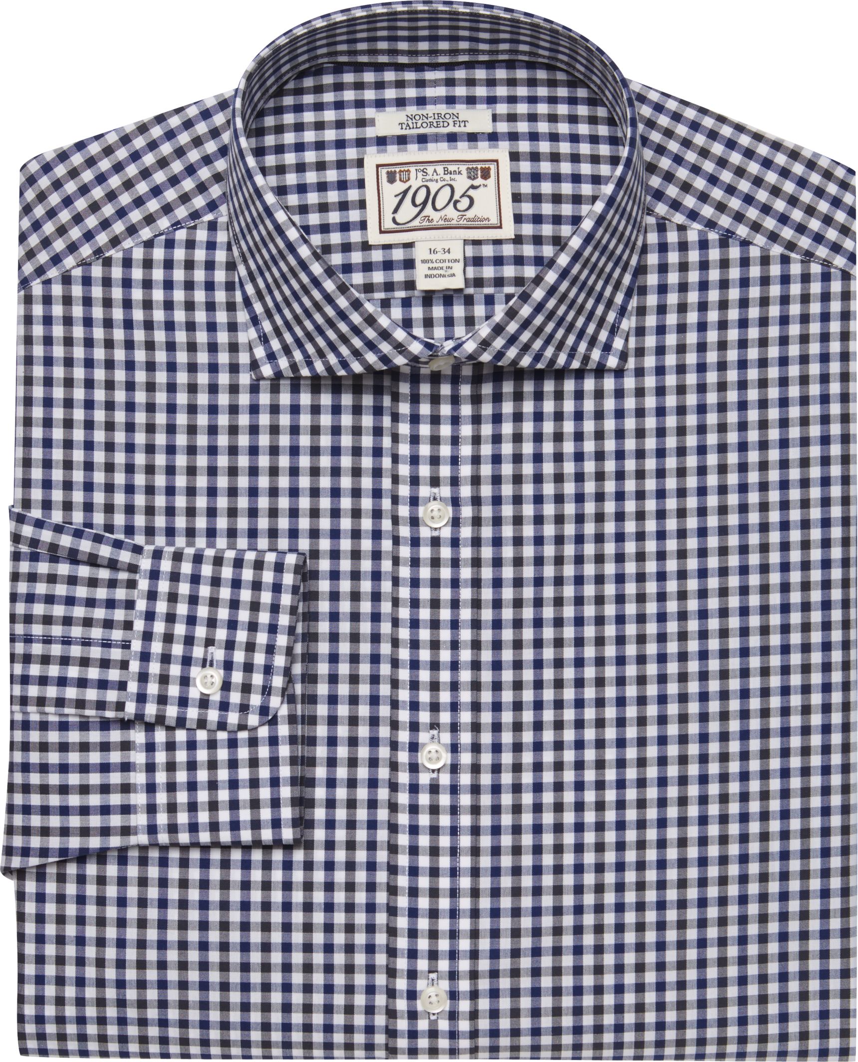 1905 Spread Collar Tailored Fit Large Check Dress Shirt