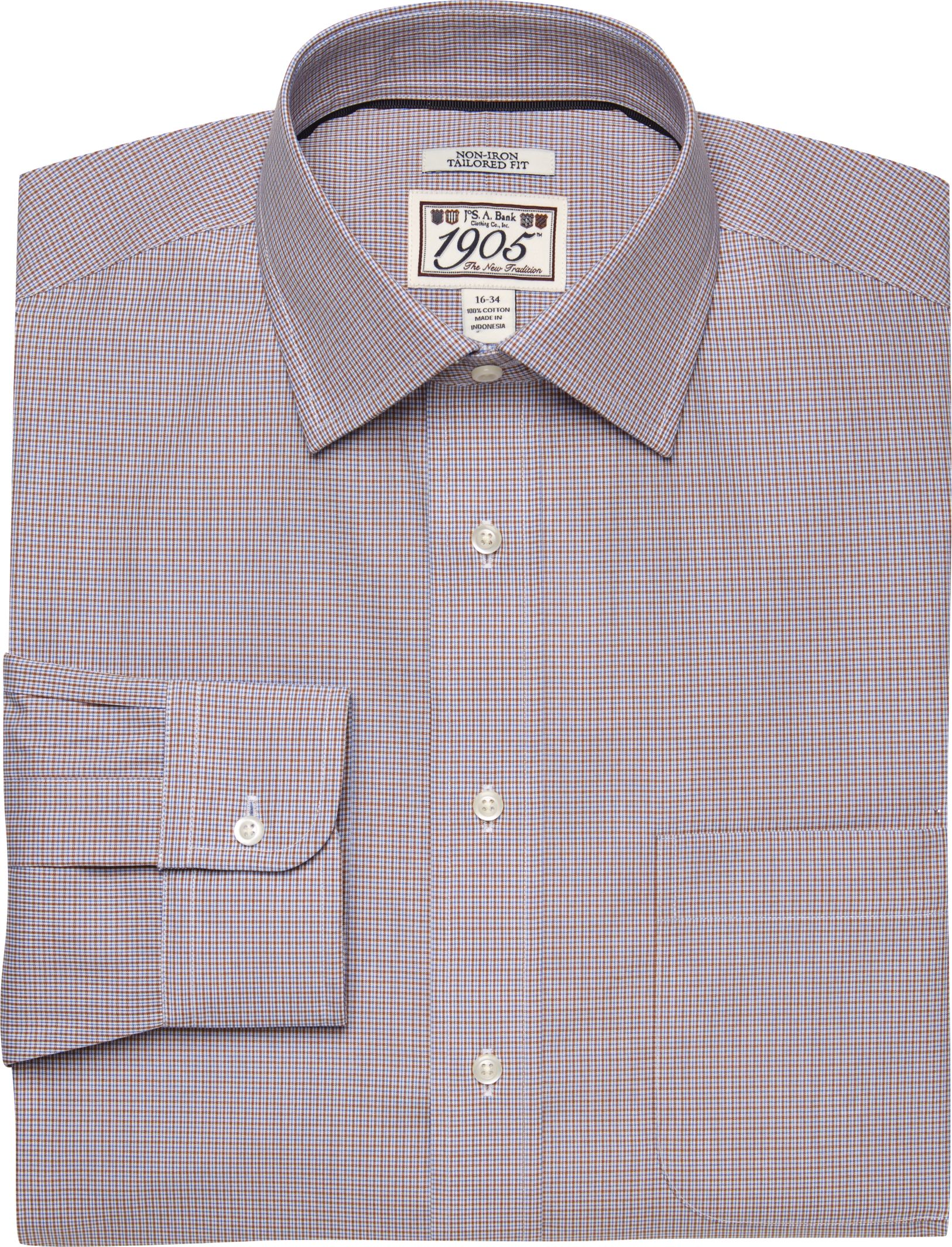 1905 Spread Collar Tailored Fit Micro Check Dress Shirt