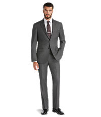 Signature Gold Collection Traditional Fit Birdseye Men's Suit with Flat Front Pants - Big & Tall