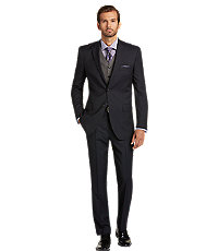 Signature Collection Tailored Fit Textured Pinstripe Men's Suit - Big & Tall