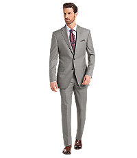 Signature Gold Traditional Fit Centocinquanta Windowpane Sharkskin Men's Suit- Big & Tall