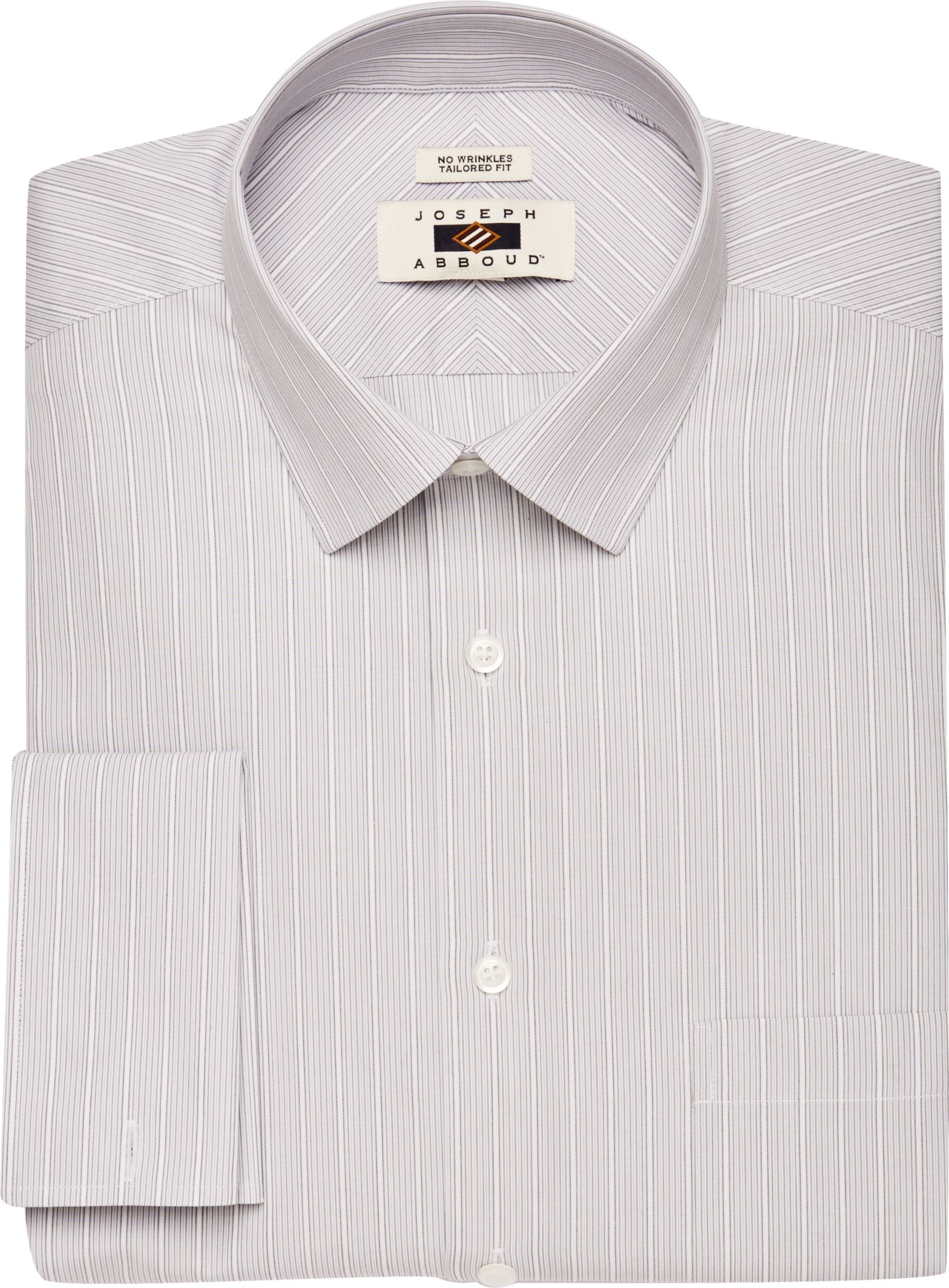 Joseph Abboud Grey & White Stripe Tailored Fit Dress Shirt