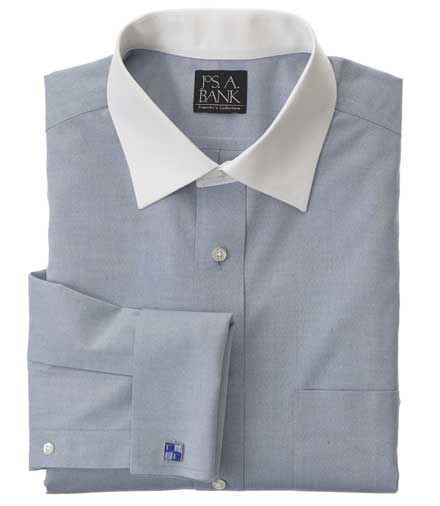 Traveler Pinpoint Solid Spread Collar,French Cuff Dress Shirt