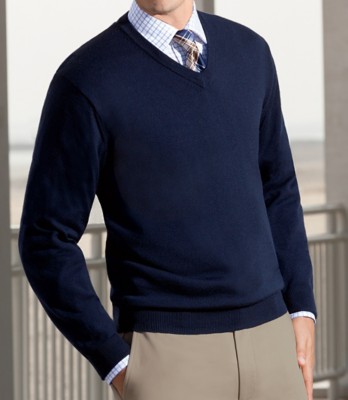 JoS. A. Bank Signature Merino Wool V-neck Sweater