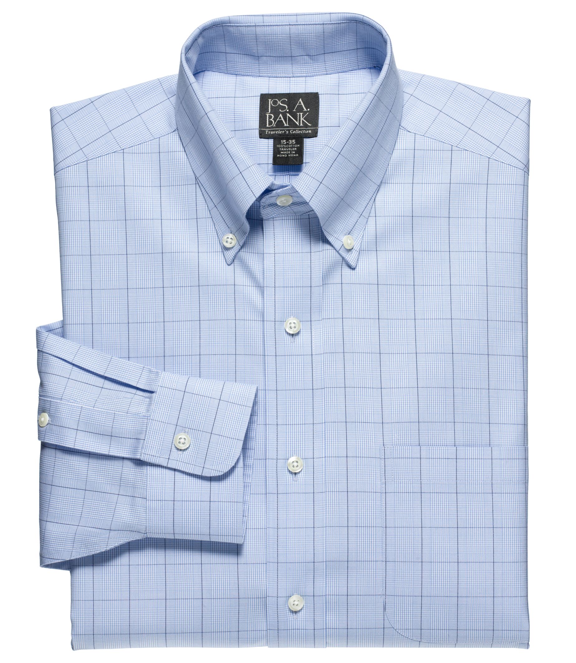 Traveler Pinpoint Glen Plaid Buttondown Collar Dress Shirt- Buy 1, Get 2nd 25% OFF, 3rd FREE!