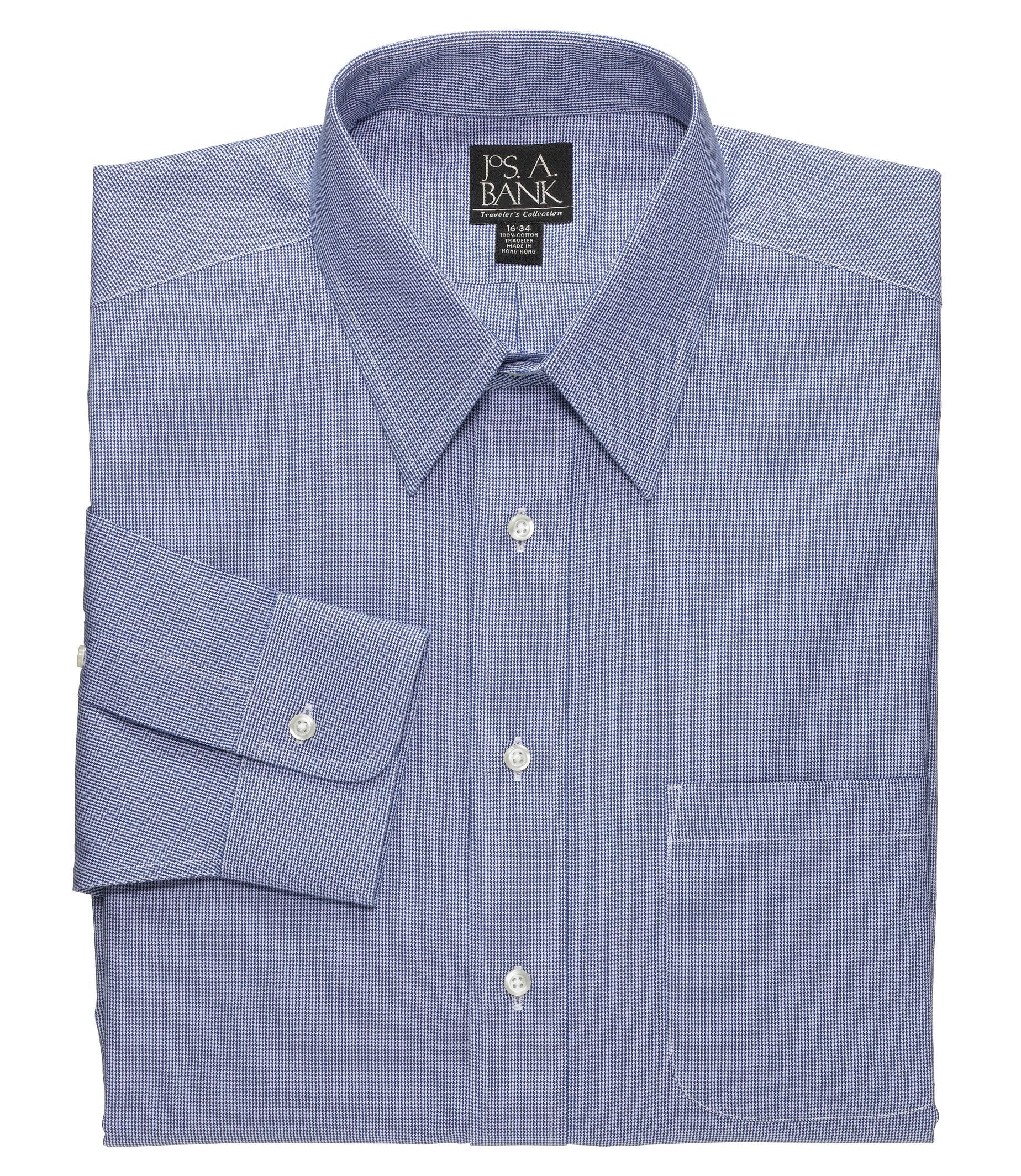 Traveler Pinpoint Houndstooth Point Collar Dress Shirt Big or Tall