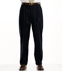 Traveler Collection Traditional Fit Pleated Front Washable Wool Dress Pants