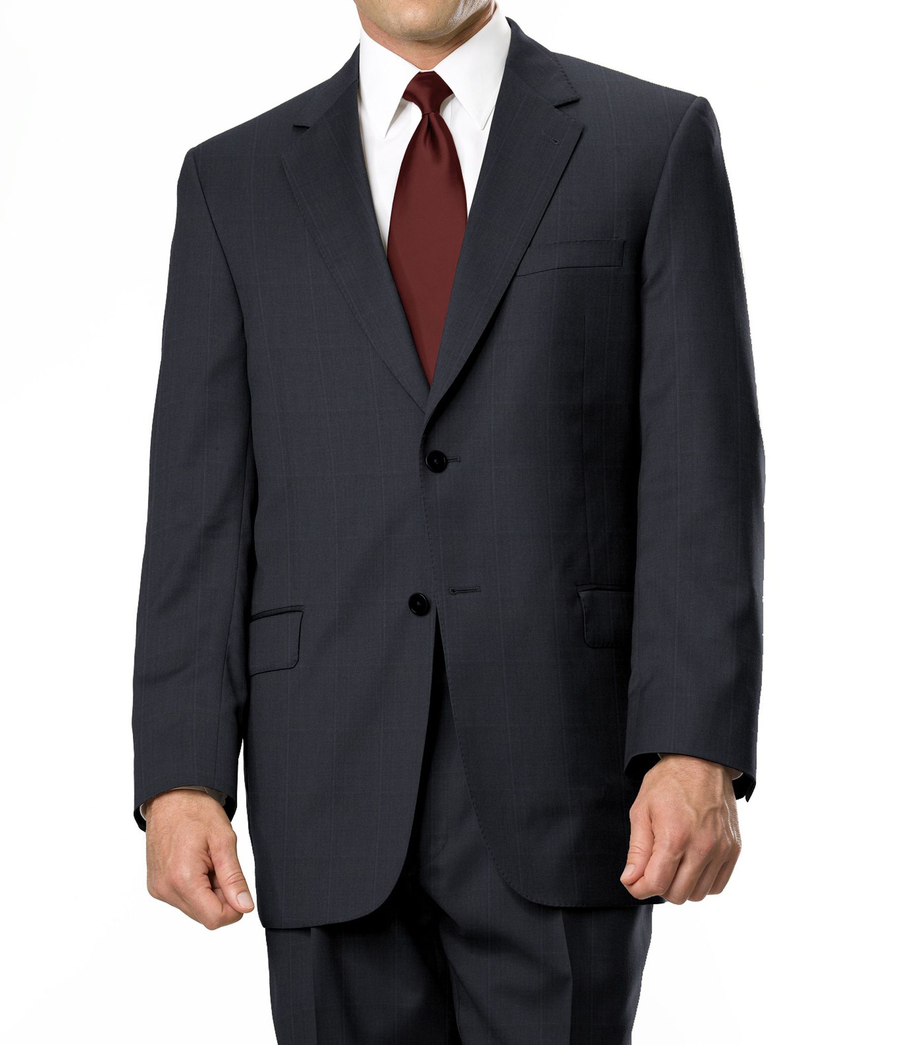 Signature Gold 2-Button Wool Suit- Black/White/Grey/Navy Birdseye
