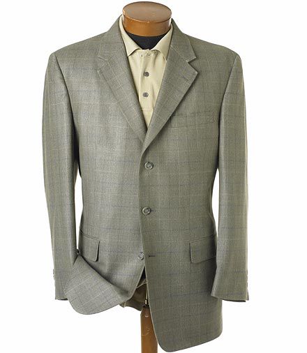 Executive 3-Button Silk/Wool Windowpane Sportcoat- Buy 1, Get 2nd for $99, 3rd FREE!