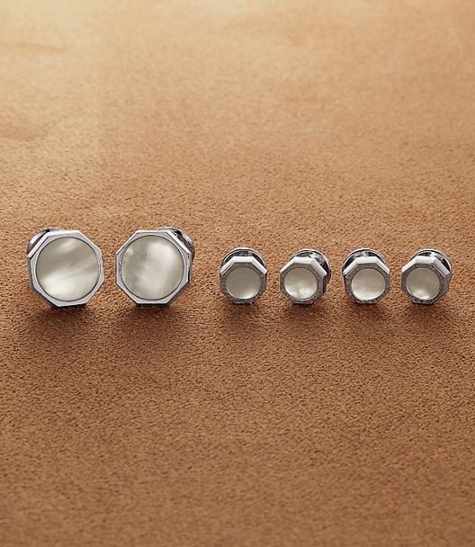 Mother-of-Pearl Octagon Stud Set