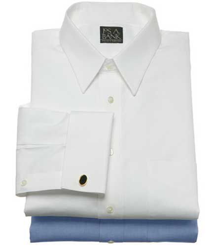 Traveler Pinpoint Solid Point Collar French Cuff Dress Shirt Big or Tall