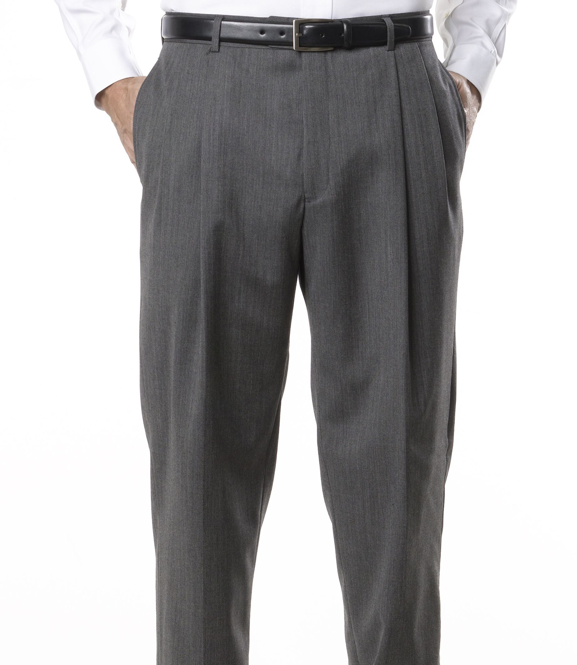 Signature Pleated Front Trousers Big or Tall- Navy, Grey Stripe