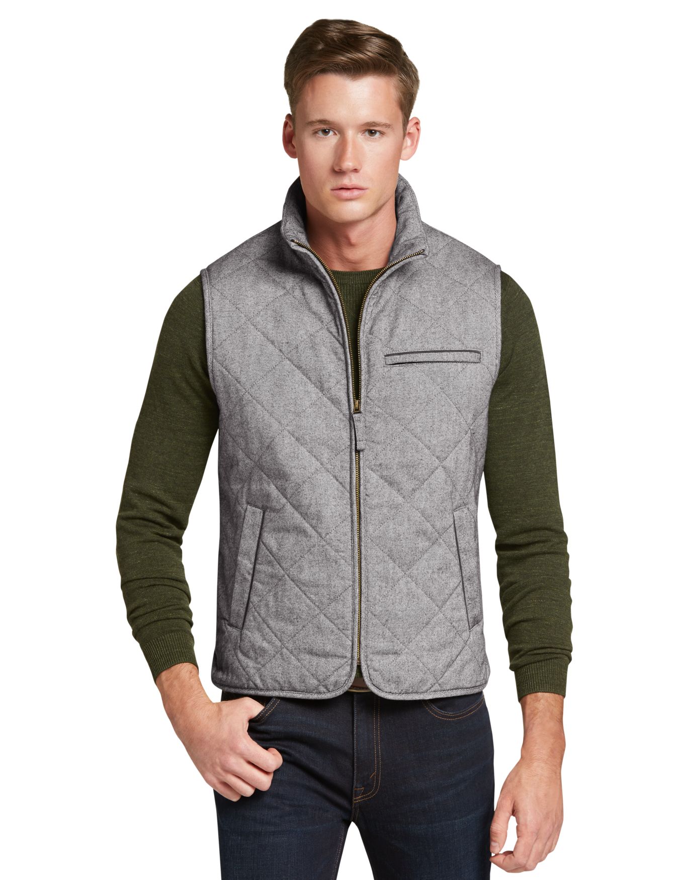 Signature Collection Tailored Fit Sweater Vest - Cotton Sweaters ...