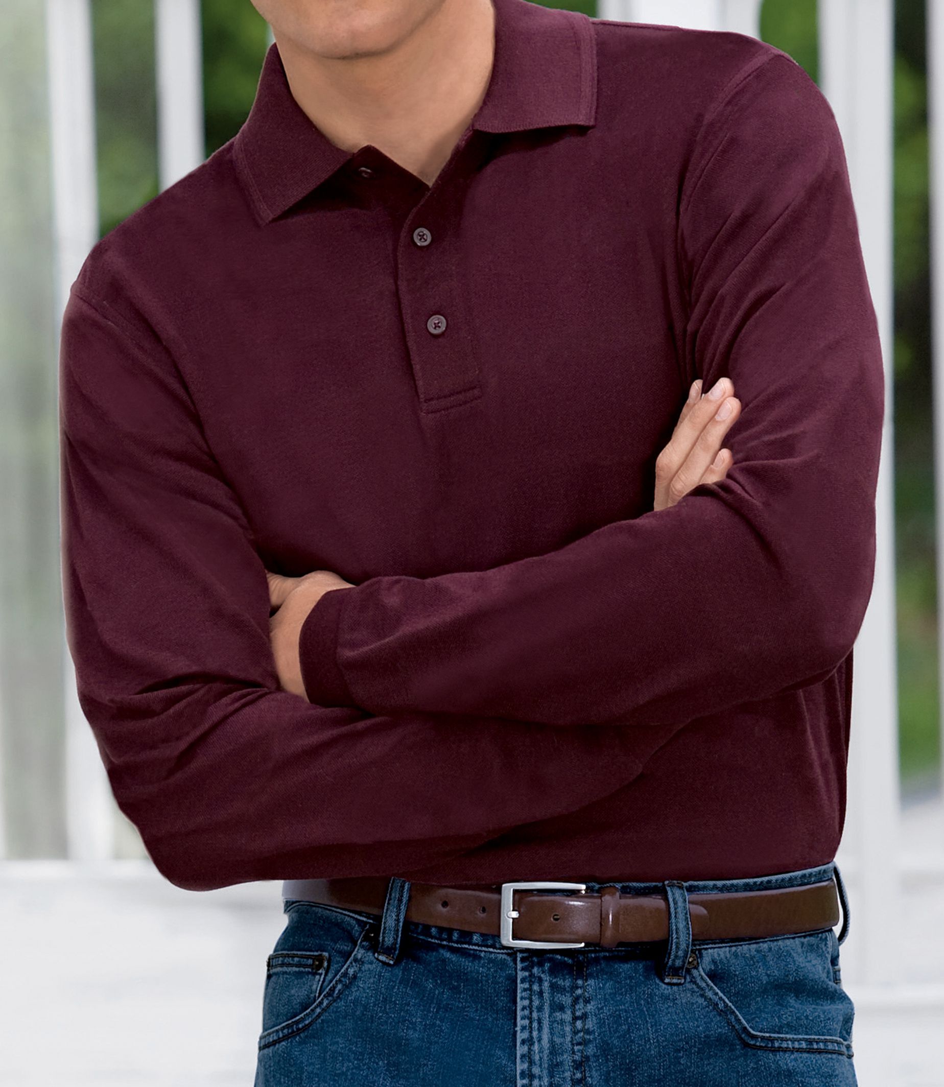 Long-Sleeve Solid Traveler Polos- Get Your 2nd 25% OFF, 3rd FREE!