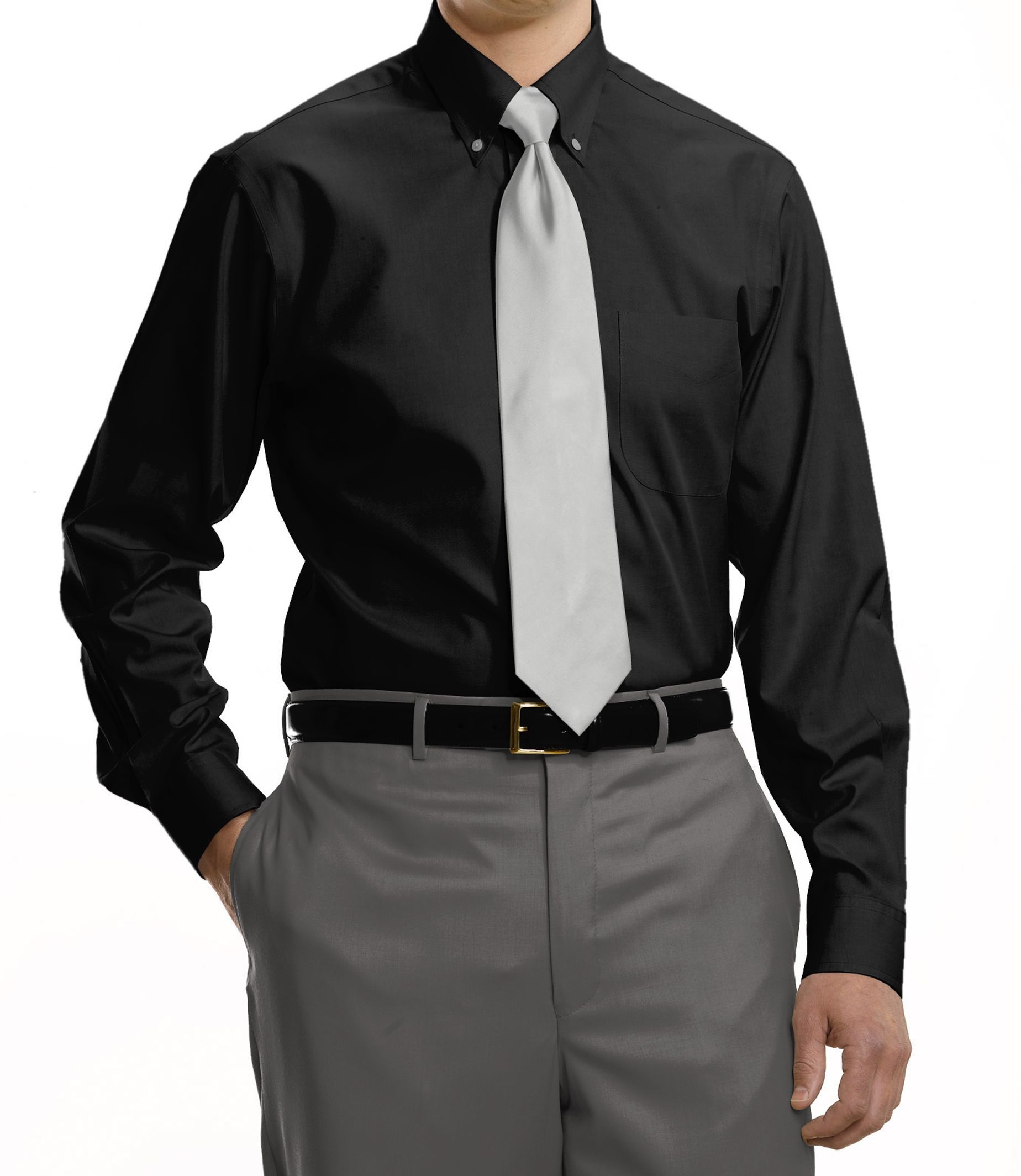 Traveler Tailored Fit Pinpoint Solid Buttondown Collar Dress Shirt