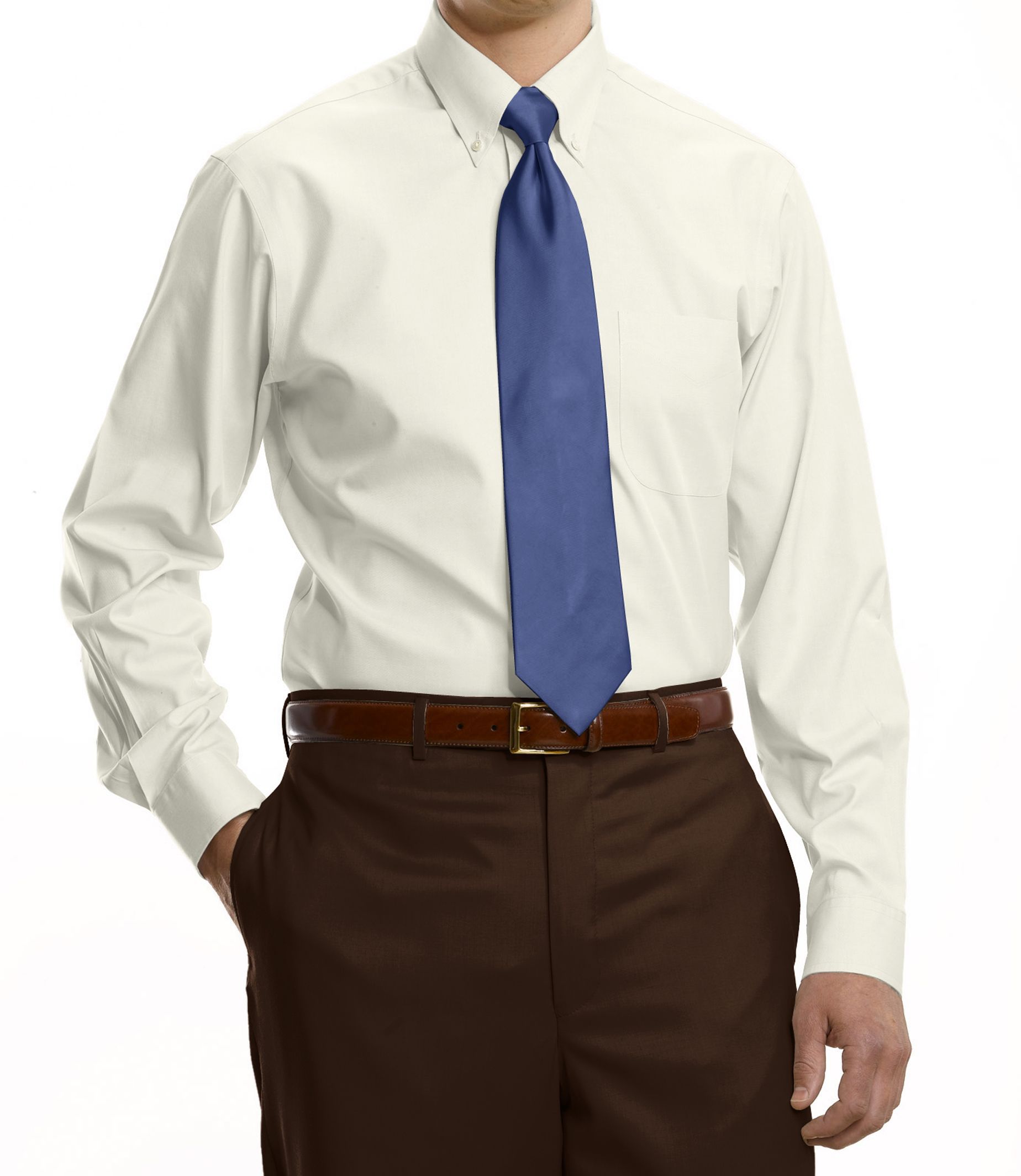 Traveler Tailored Fit Pinpoint Solid Buttondown Collar Dress Shirt