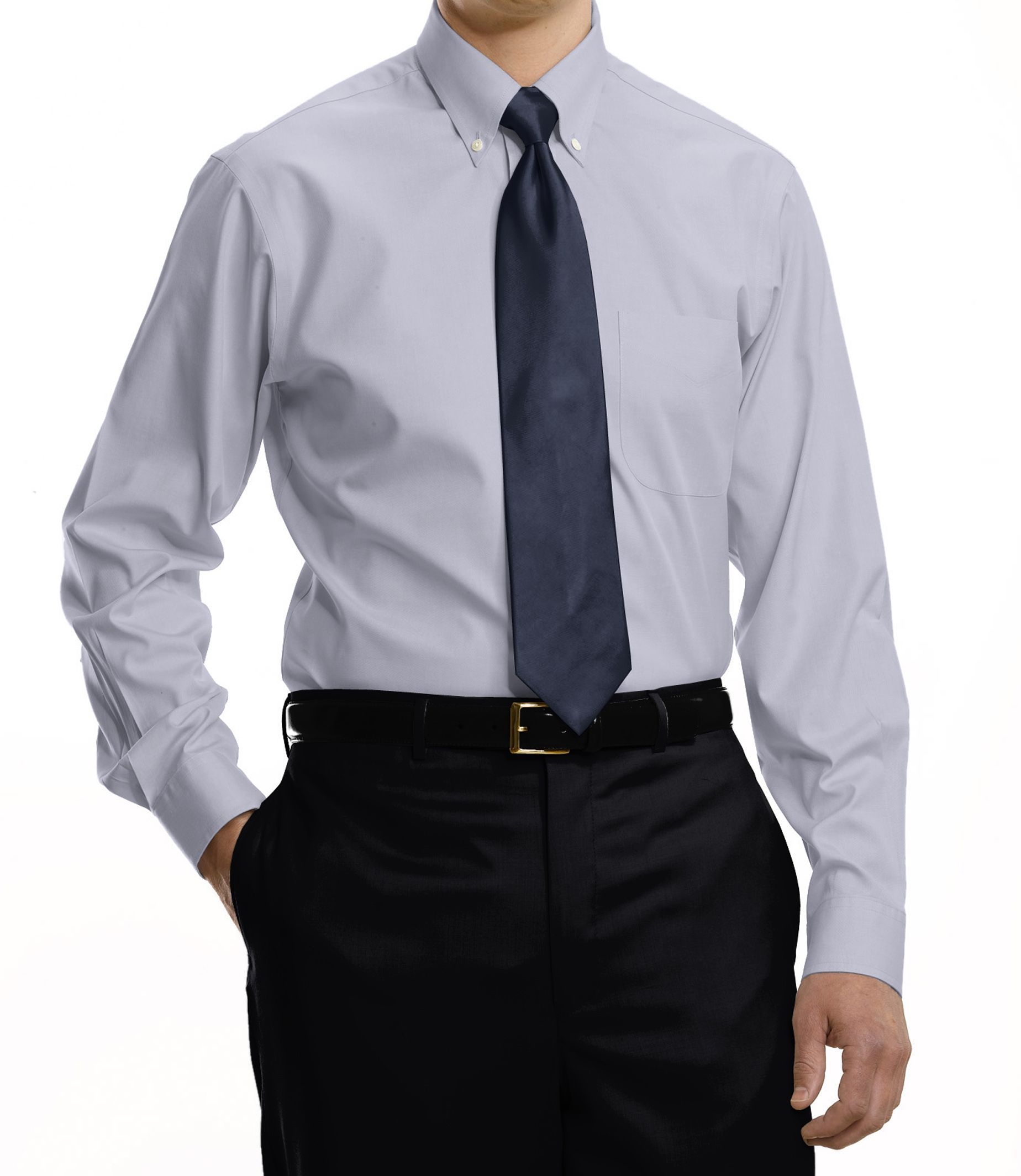 Traveler Tailored Fit Pinpoint Solid Buttondown Collar Dress Shirt