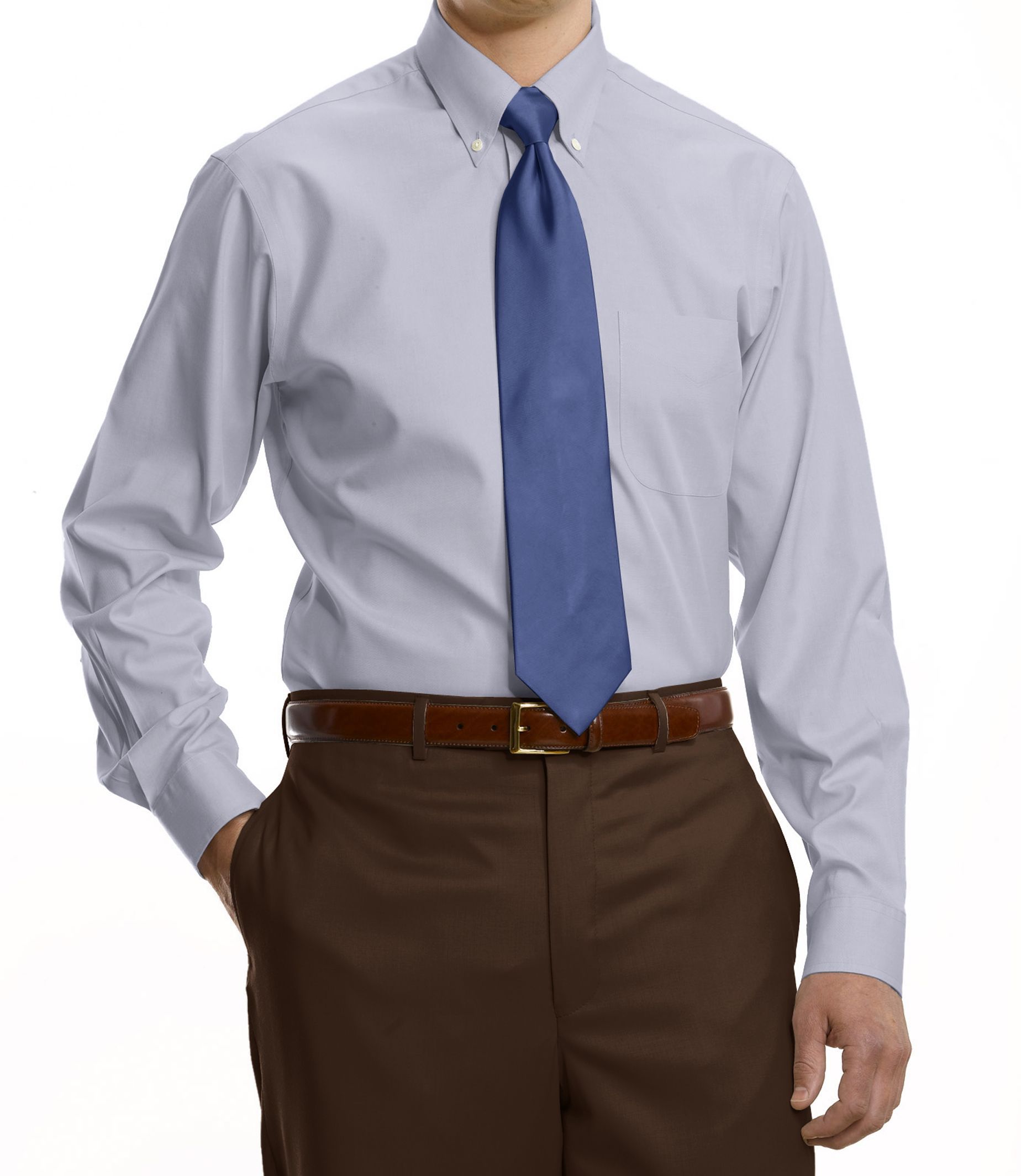 Traveler Tailored Fit Pinpoint Solid Buttondown Collar Dress Shirt