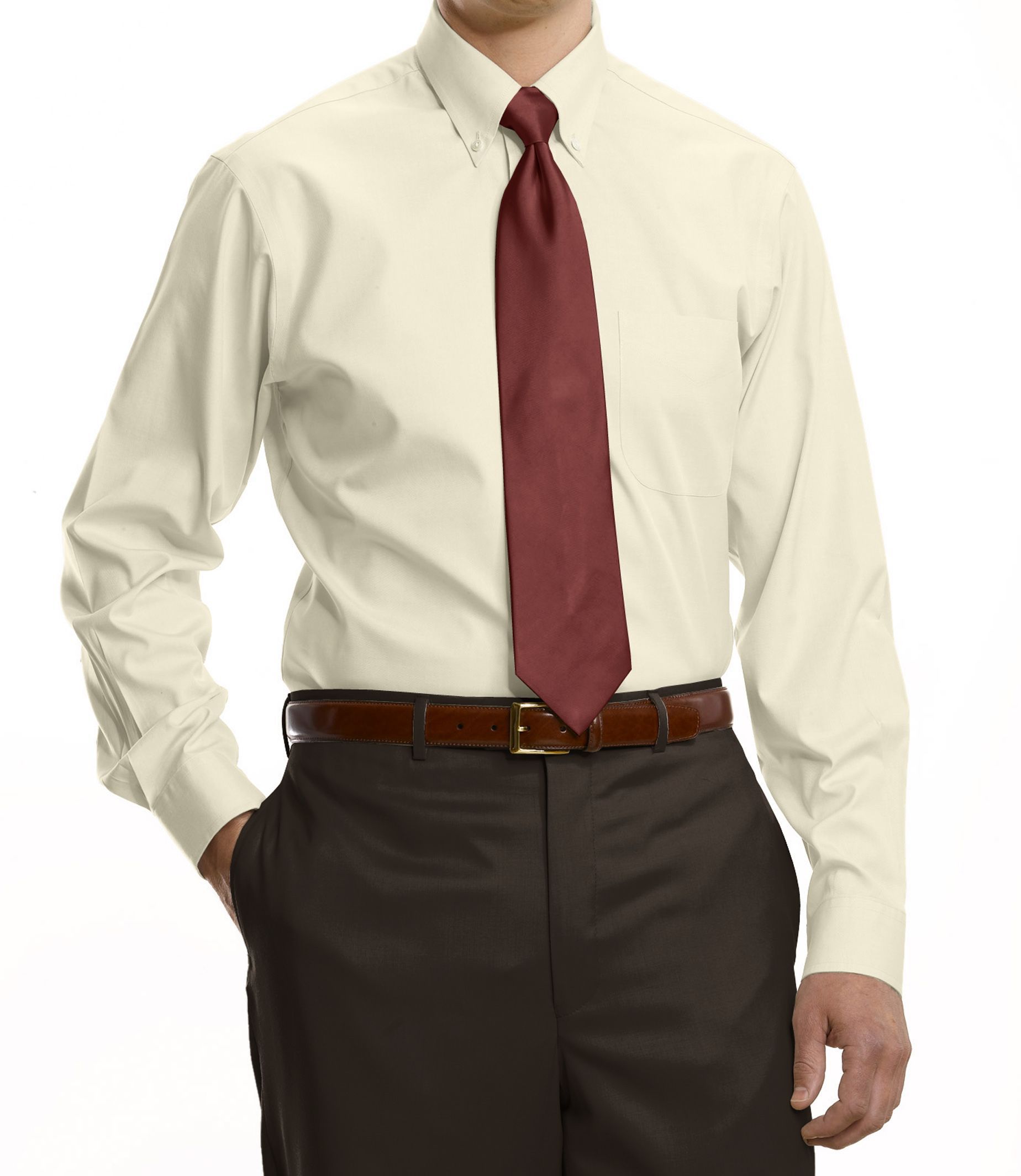 Traveler Tailored Fit Pinpoint Solid Buttondown Collar Dress Shirt