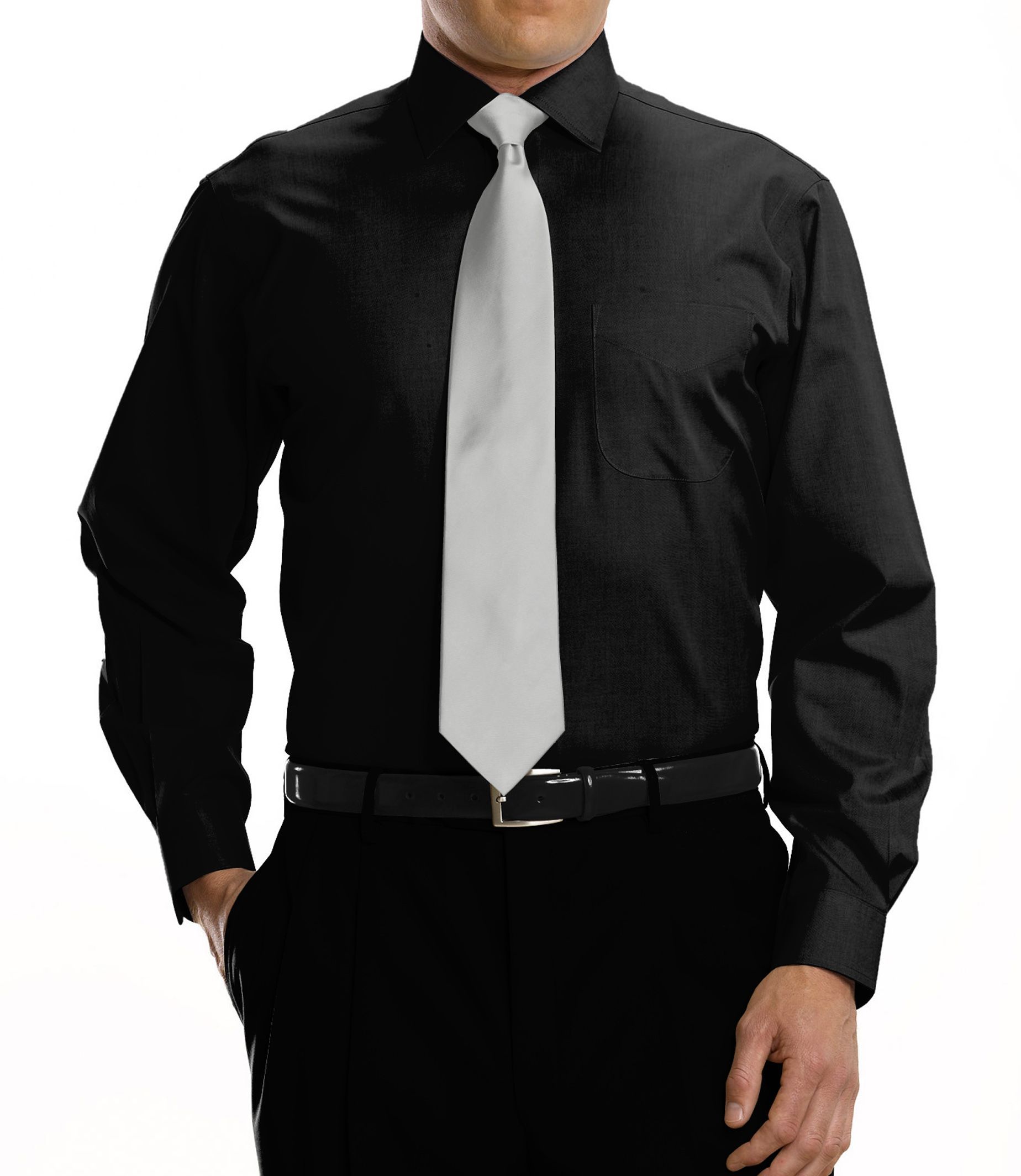 Traveler Tailored Fit Pinpoint Solid Spread Collar Dress Shirt