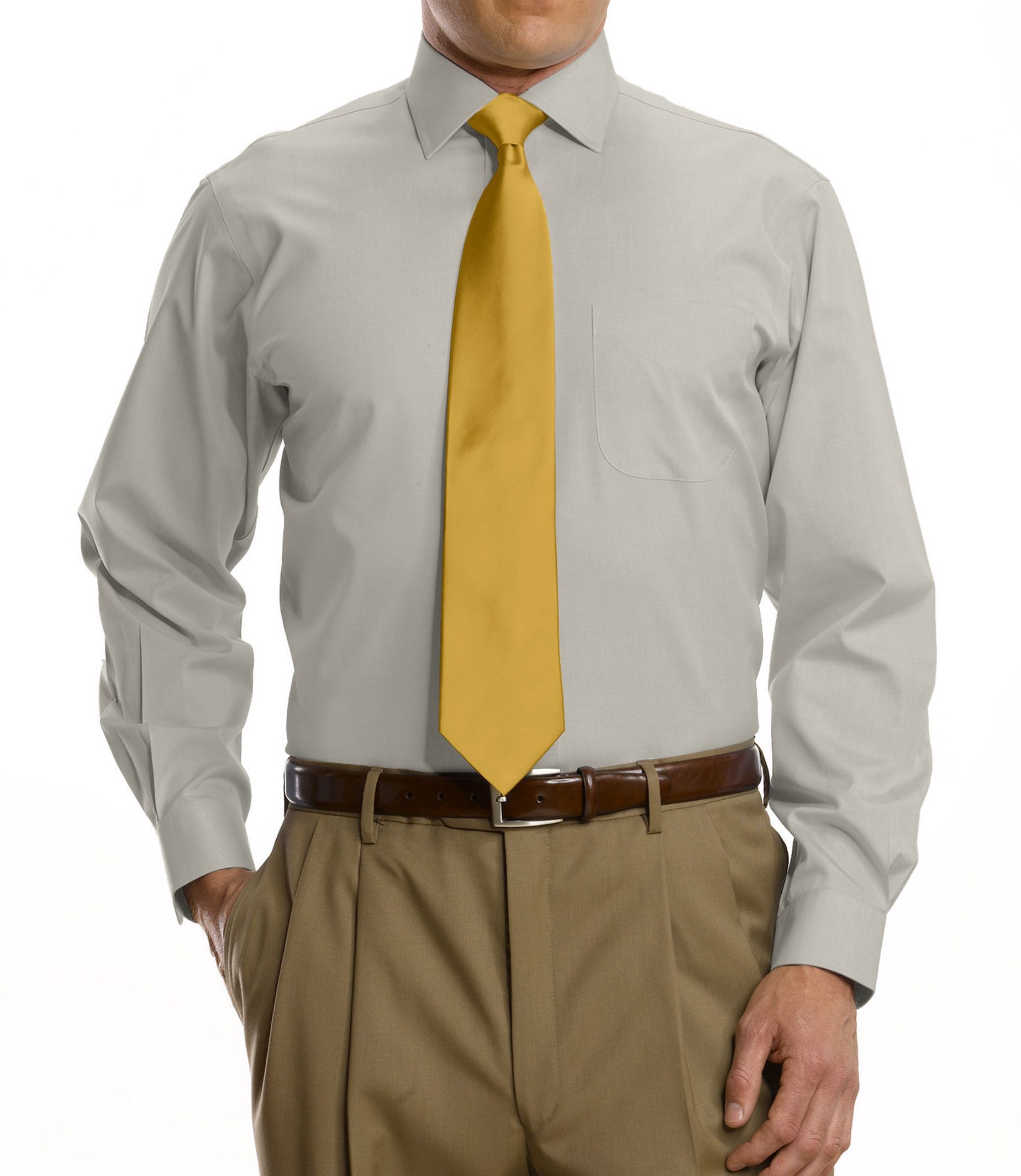 Traveler Tailored Fit Pinpoint Solid Spread Collar Dress Shirt