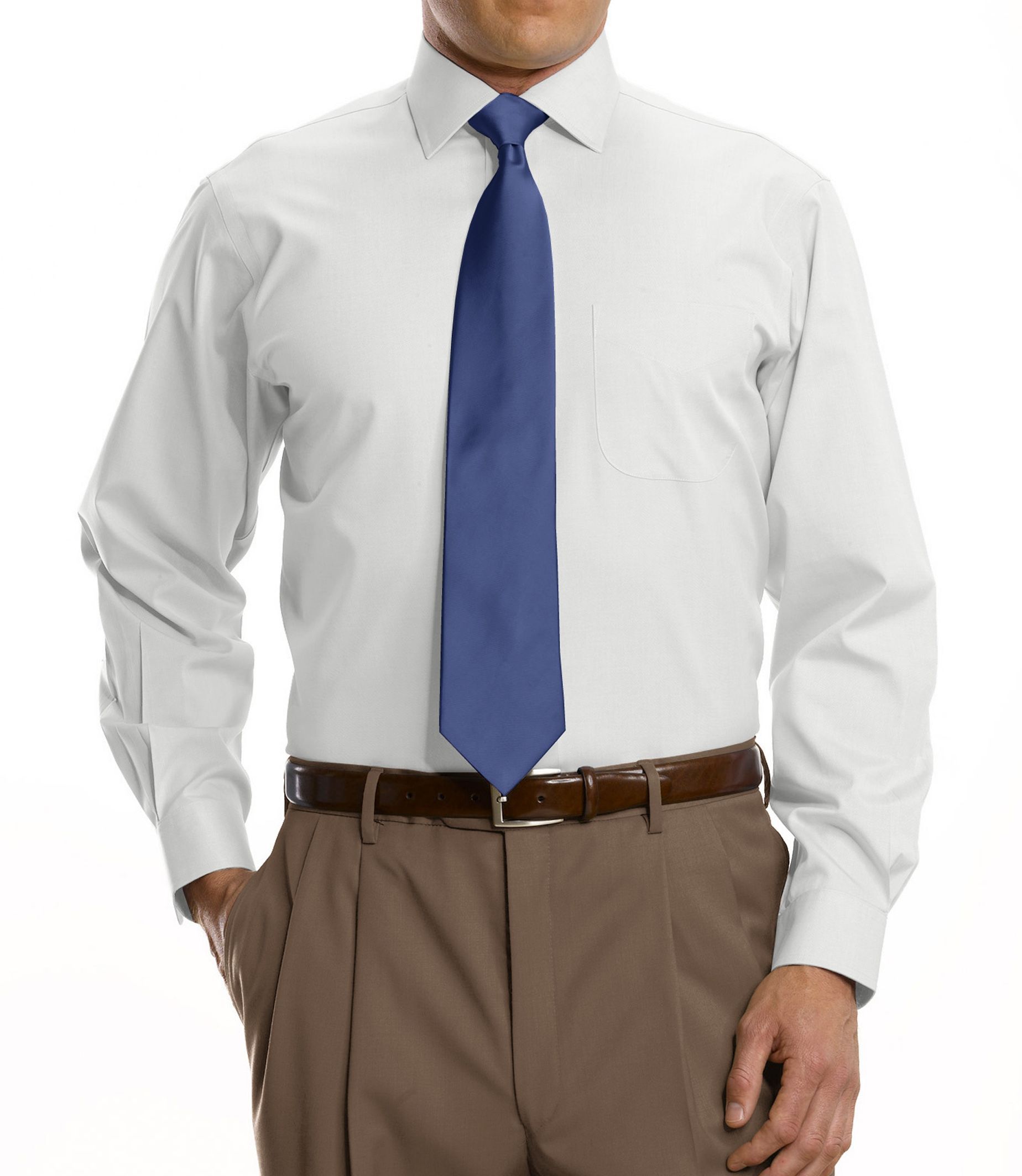 Traveler Tailored Fit Pinpoint Solid Spread Collar Dress Shirt