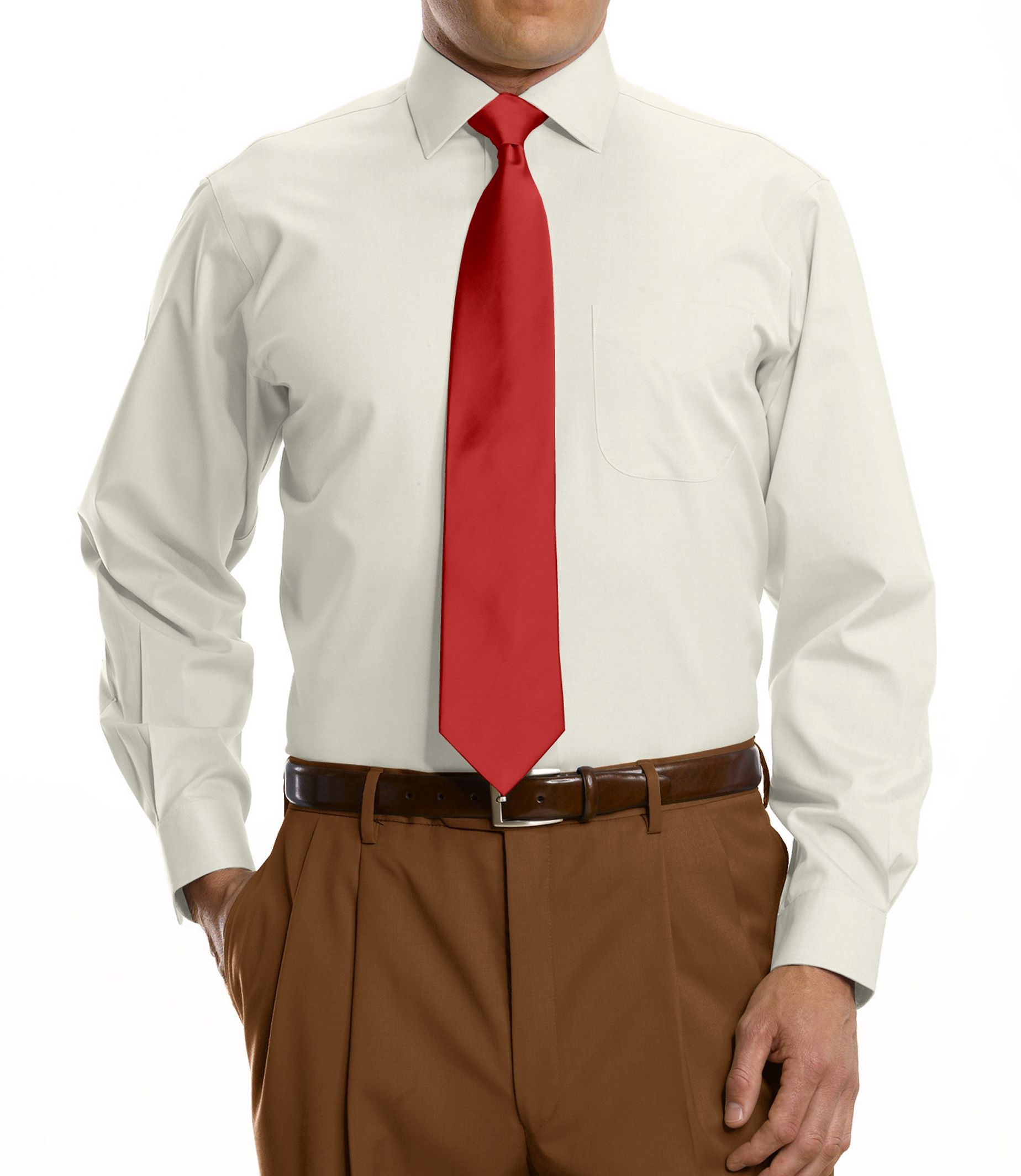 Traveler Tailored Fit Pinpoint Solid Spread Collar Dress Shirt