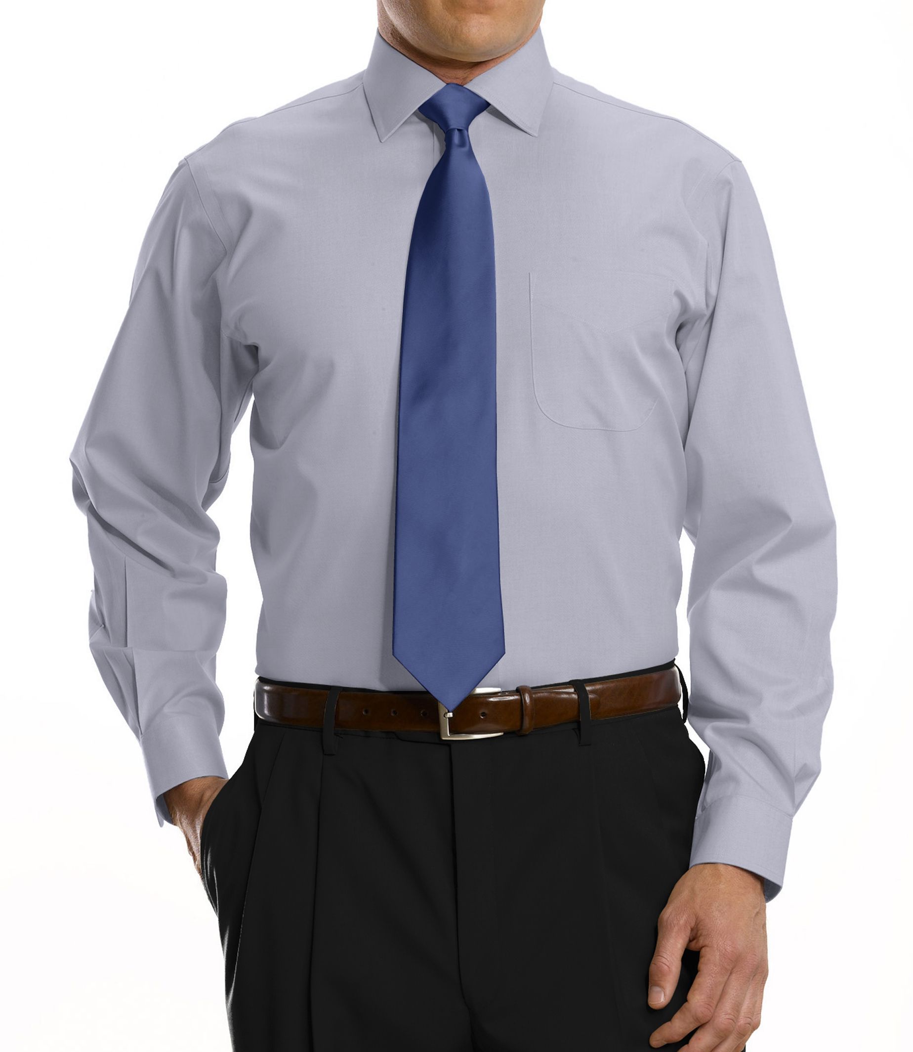 Traveler Tailored Fit Pinpoint Solid Spread Collar Dress Shirt