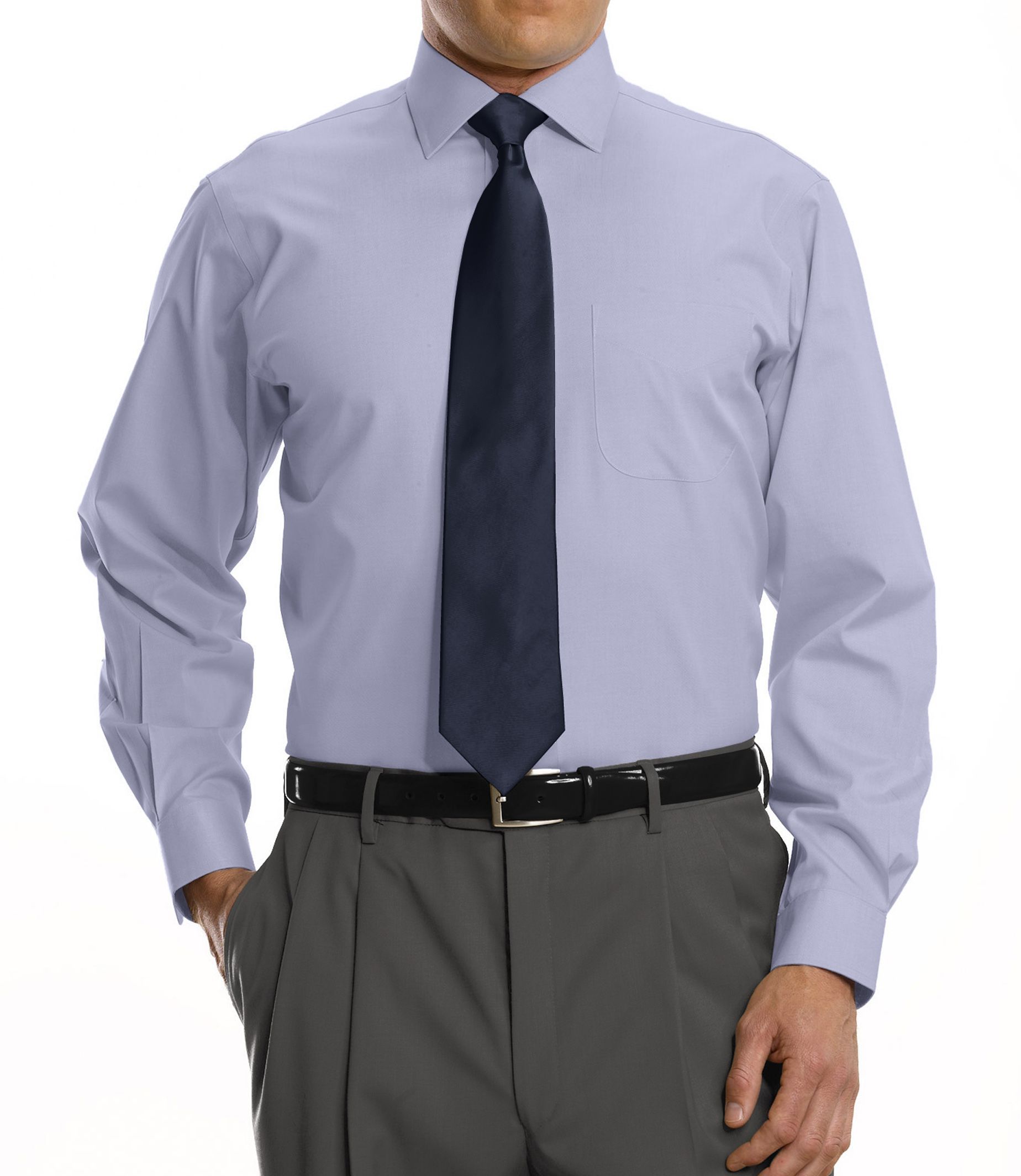 Traveler Tailored Fit Pinpoint Solid Spread Collar Dress Shirt