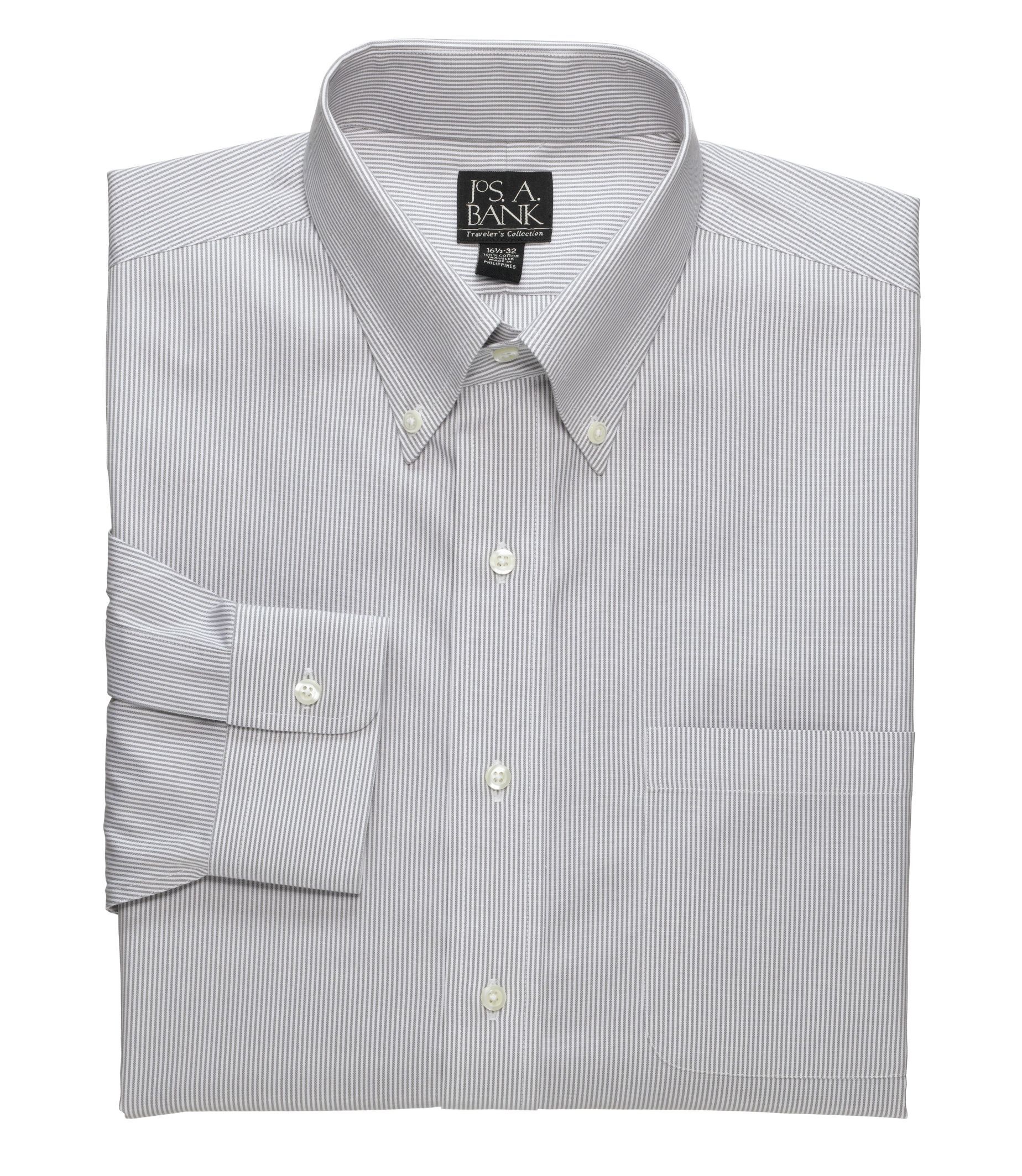 Traveler Tailored Fit Pinpoint Fine Line Buttondown Collar Dress Shirt