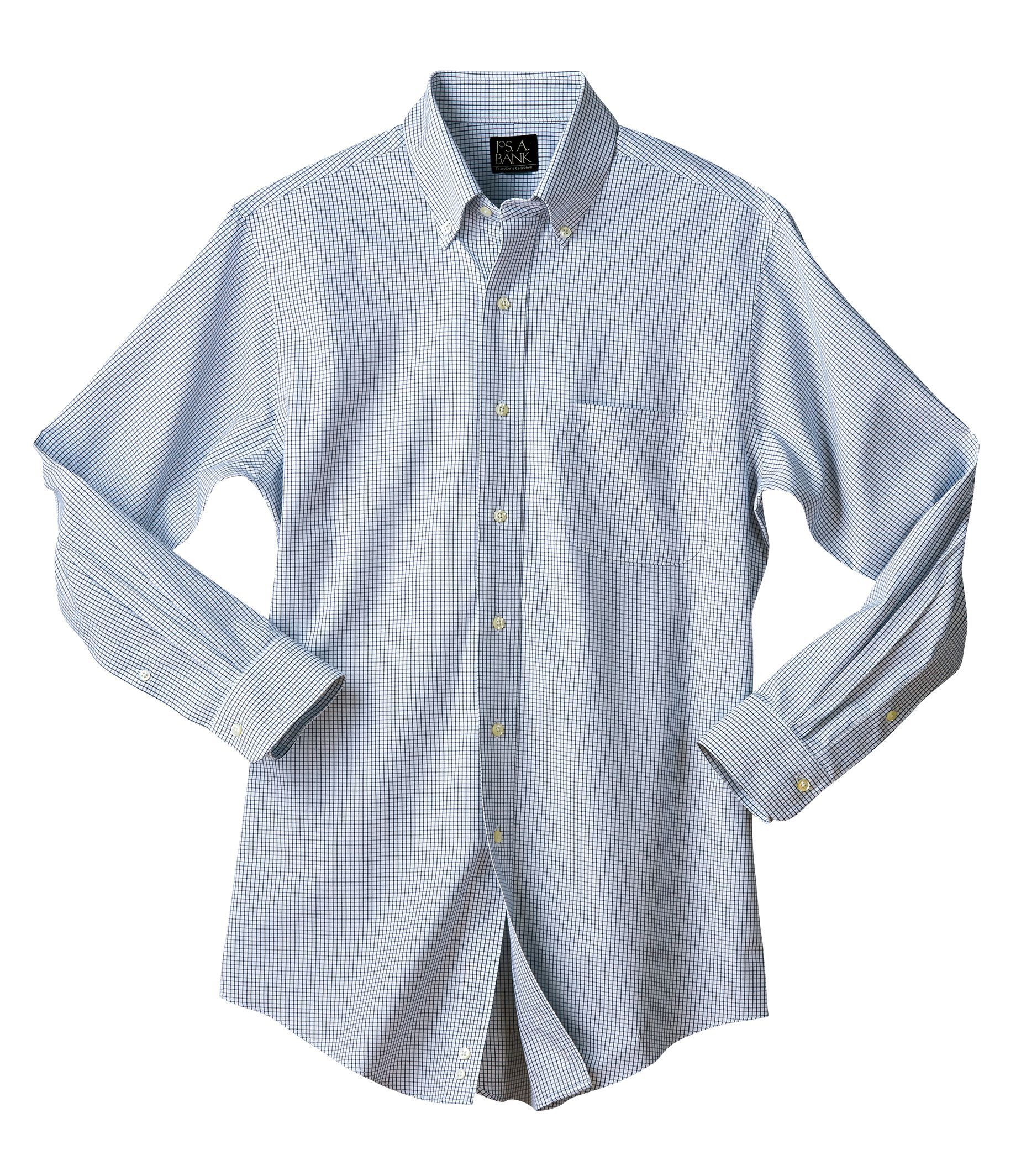 Traveler Tailored Fit Pinpoint Tattersall Buttondown Collar Dress Shirt