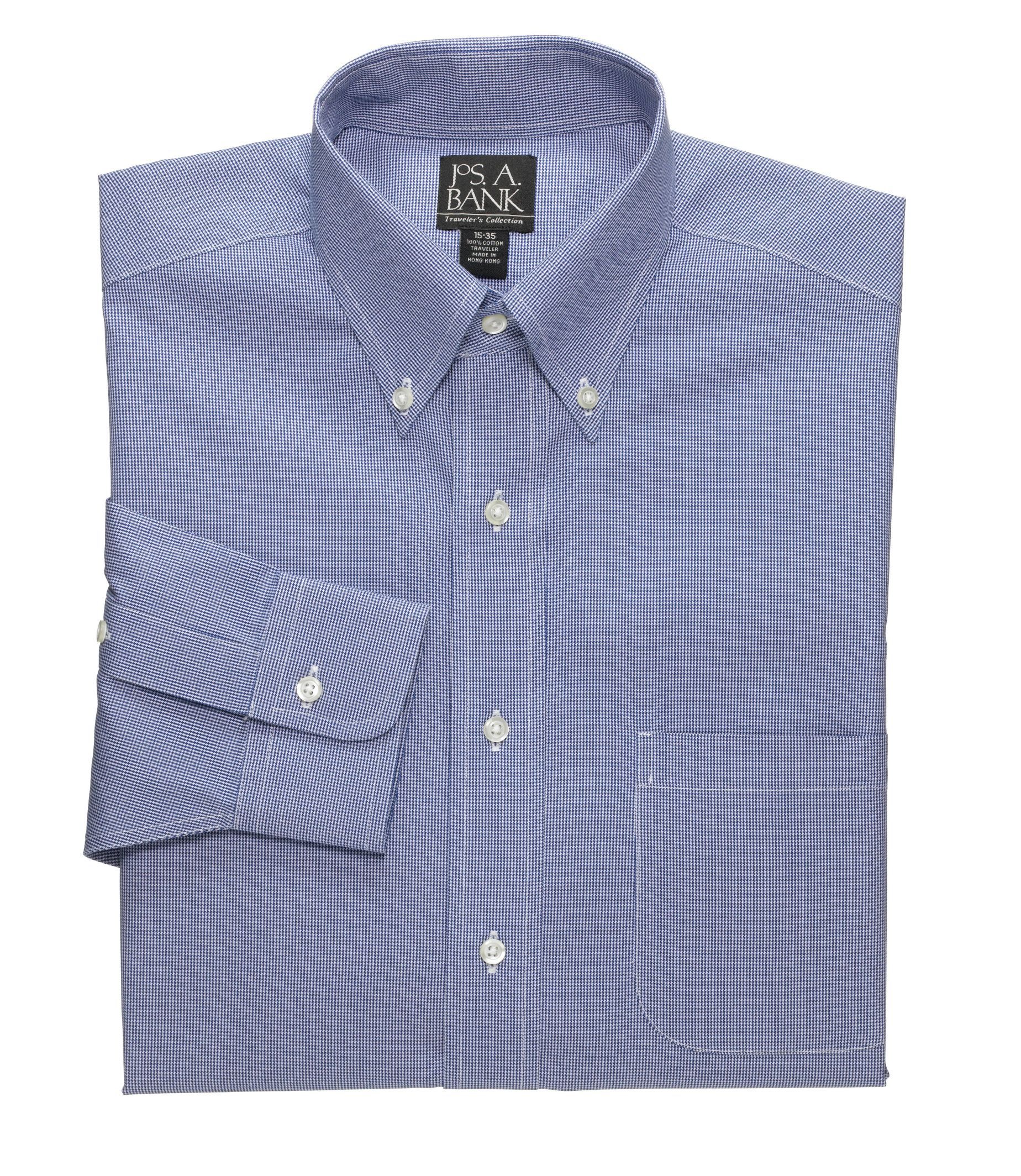 Traveler Tailored Fit Pinpoint Houndstooth Buttondown Collar Dress Shirt- Buy 1, Get 2nd 25% OFF, 3rd FREE!