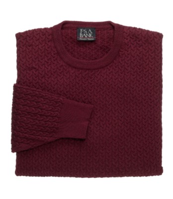 JoS. A. Bank Signature Merino Wool Cable Crewneck ...