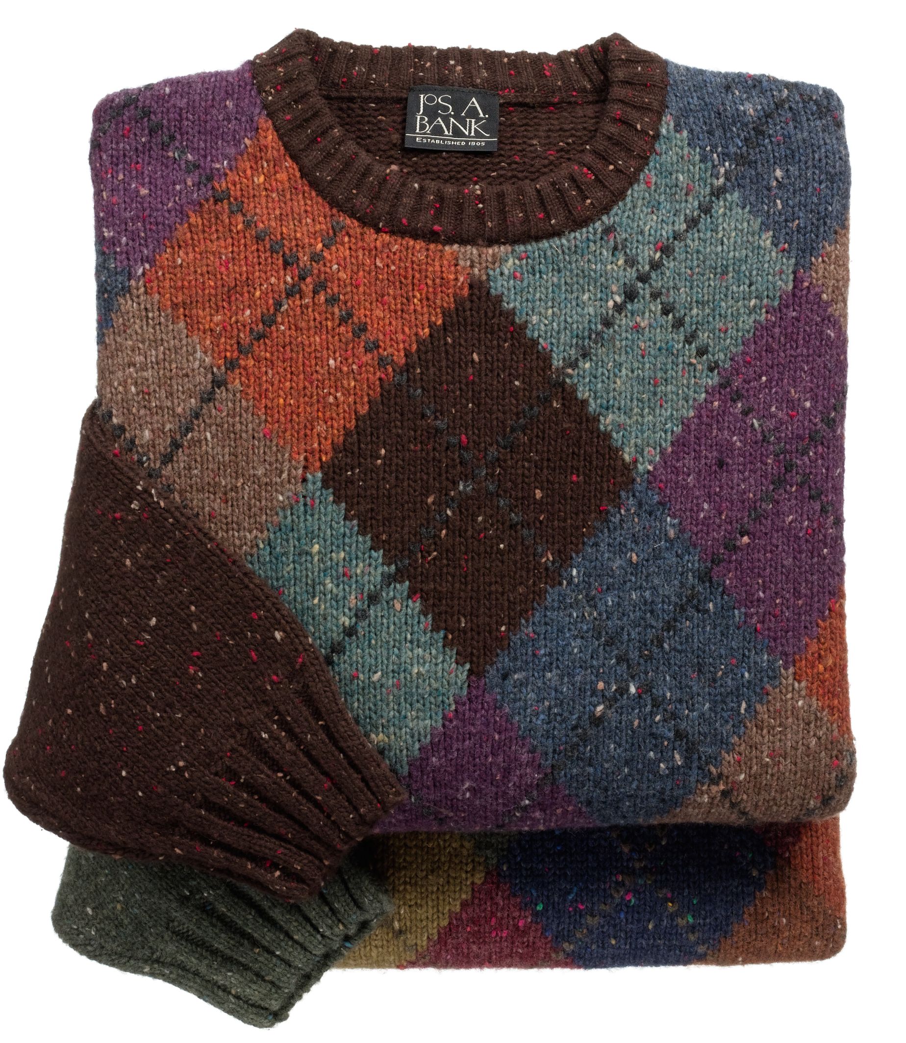 Tweed Argyle Crewneck Lambswool Sweater- 3 for $99
