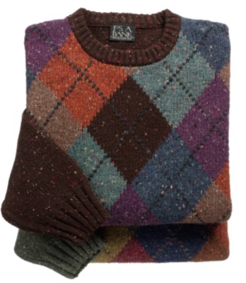 JoS. A. Bank Tweed Argyle Crewneck Lambswool Sweat...