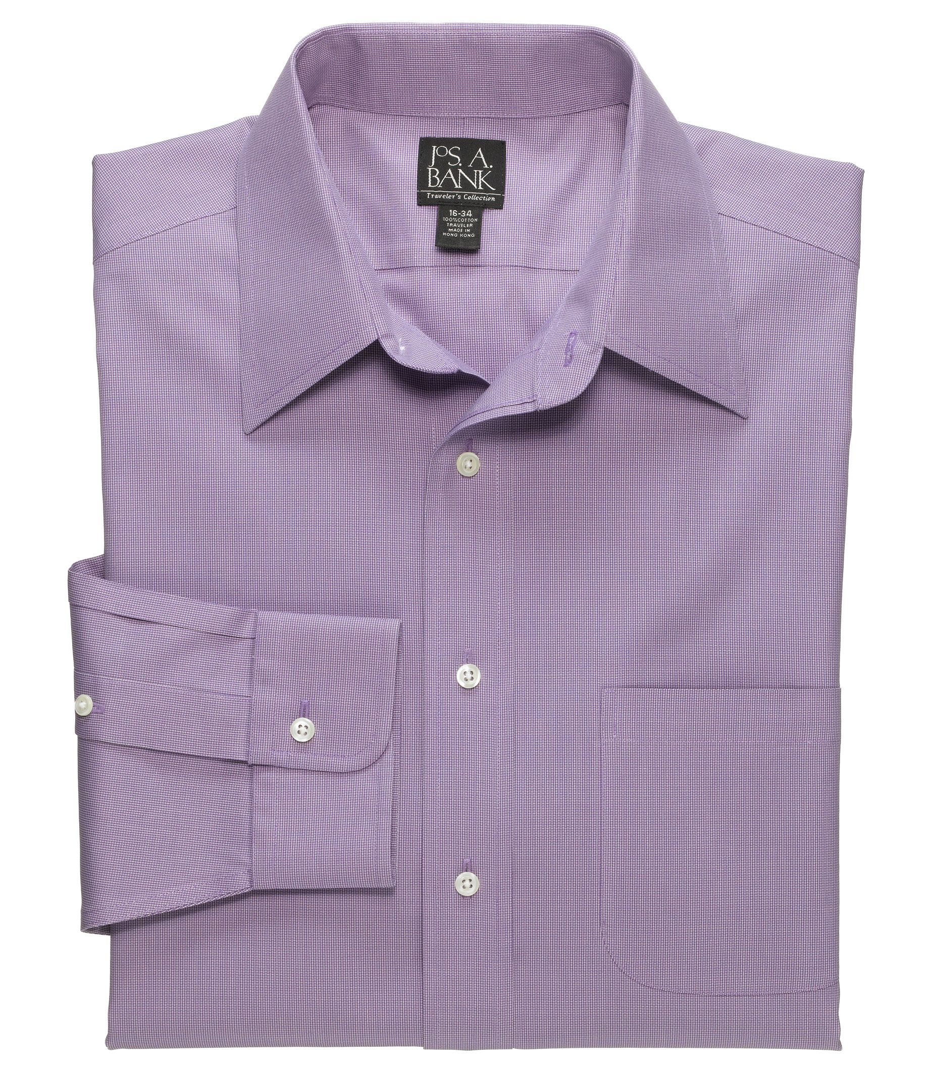 Traveler Microcheck Point Collar Dress Shirt