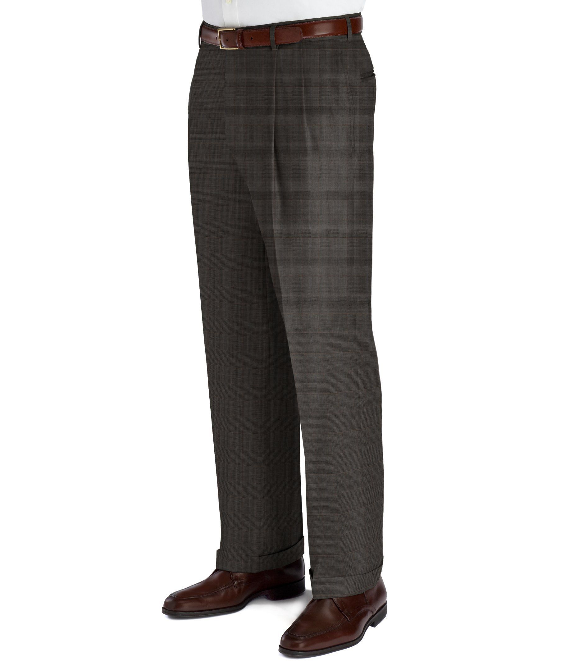 Business Express Pleated Front Trousers Big or Tall- Navy, Grey Stripe, Olive Plaid
