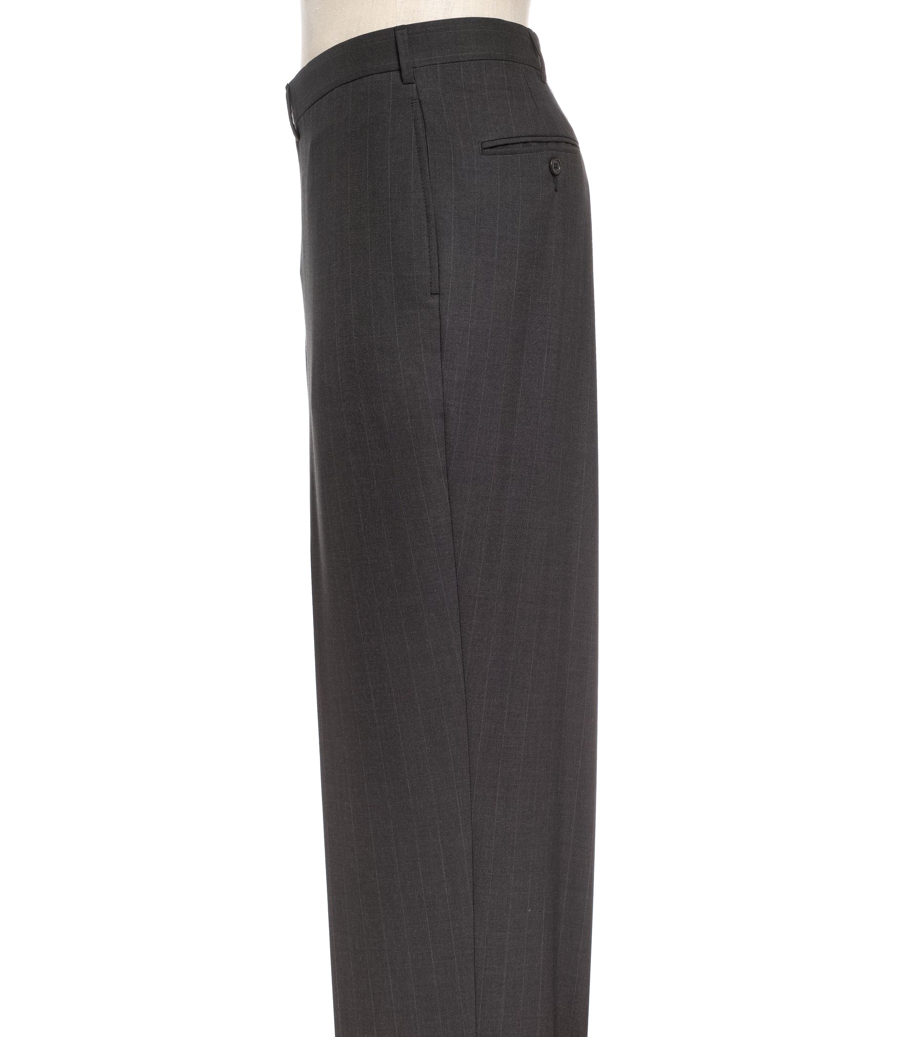 Business Express Plain Front Trousers- Charcoal Stripe or Olive Plaid